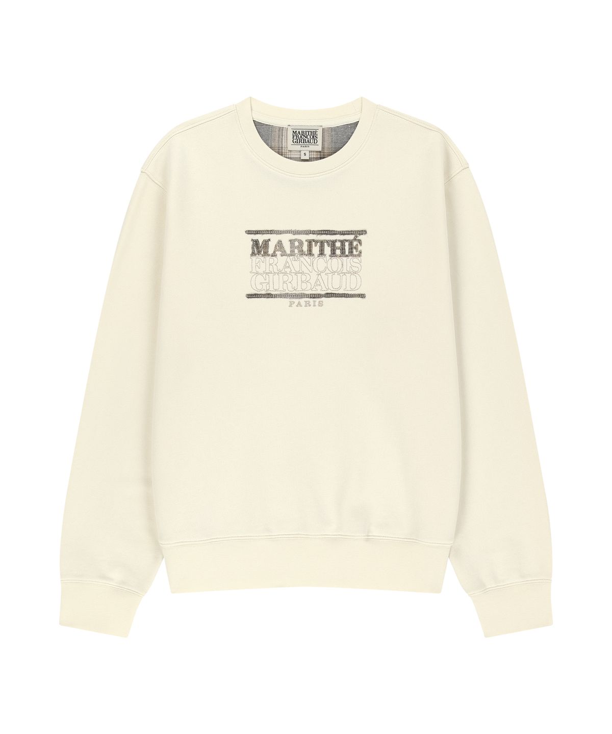 마리떼 프랑소와 저버(MARITHÉ + FRANҪOIS GIRBAUD) [REGEN] CLASSIC LOGO CHECK APPLIQUE SWEATSHIRT ivory