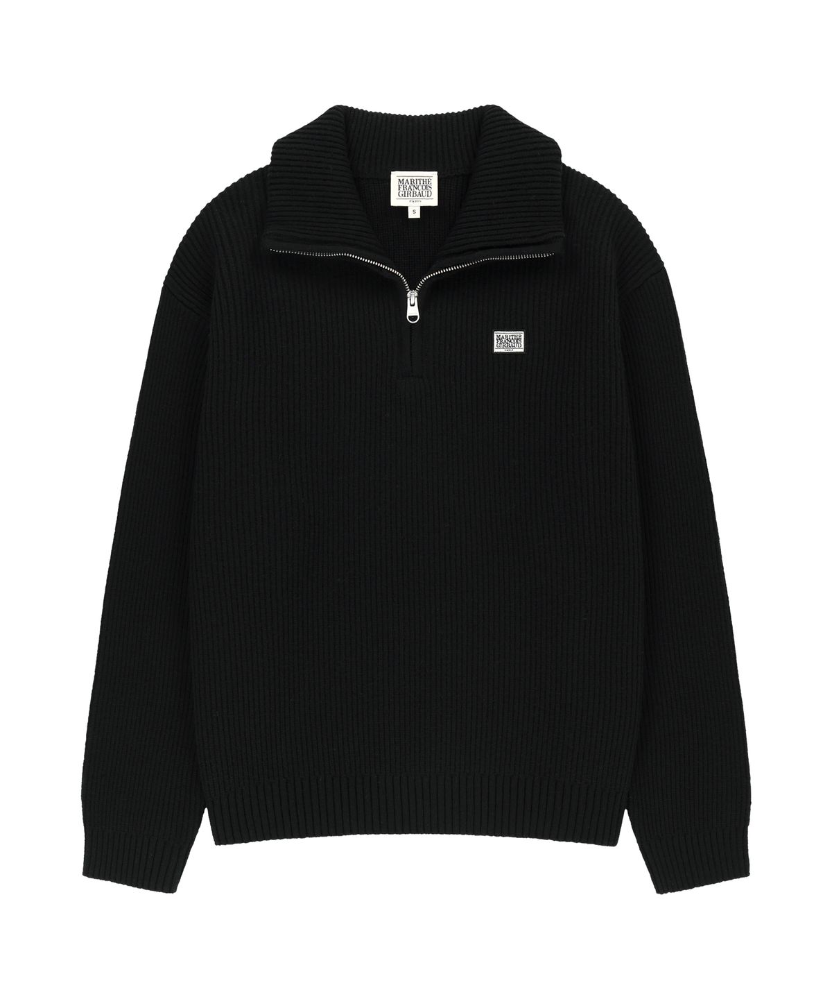 마리떼 프랑소와 저버(MARITHÉ + FRANҪOIS GIRBAUD) SMALL CLASSIC LOGO OVERSIZED HALF ZIP-UP KNIT black