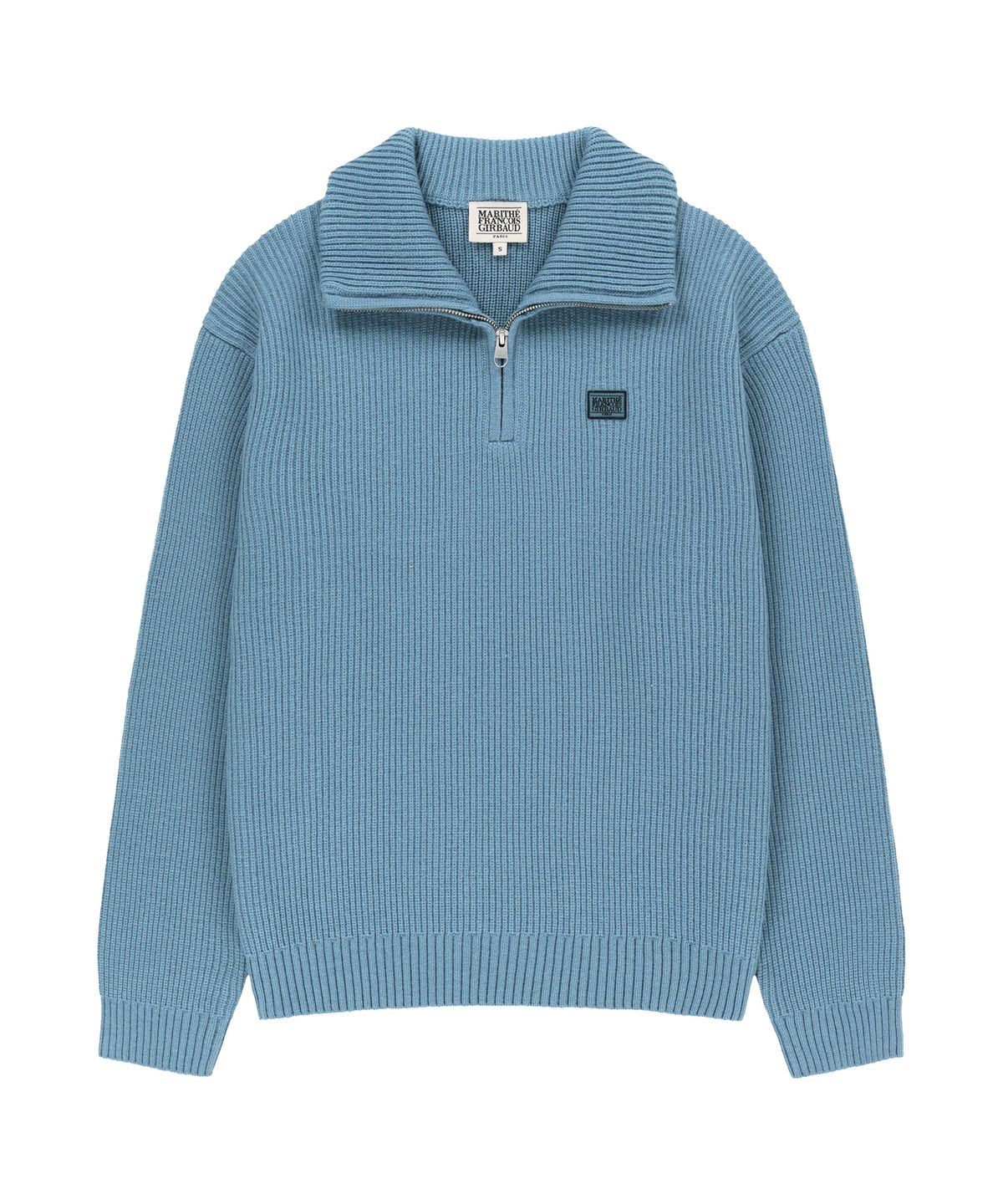 마리떼 프랑소와 저버(MARITHÉ + FRANҪOIS GIRBAUD) SMALL CLASSIC LOGO OVERSIZED HALF ZIP-UP KNIT sky blue