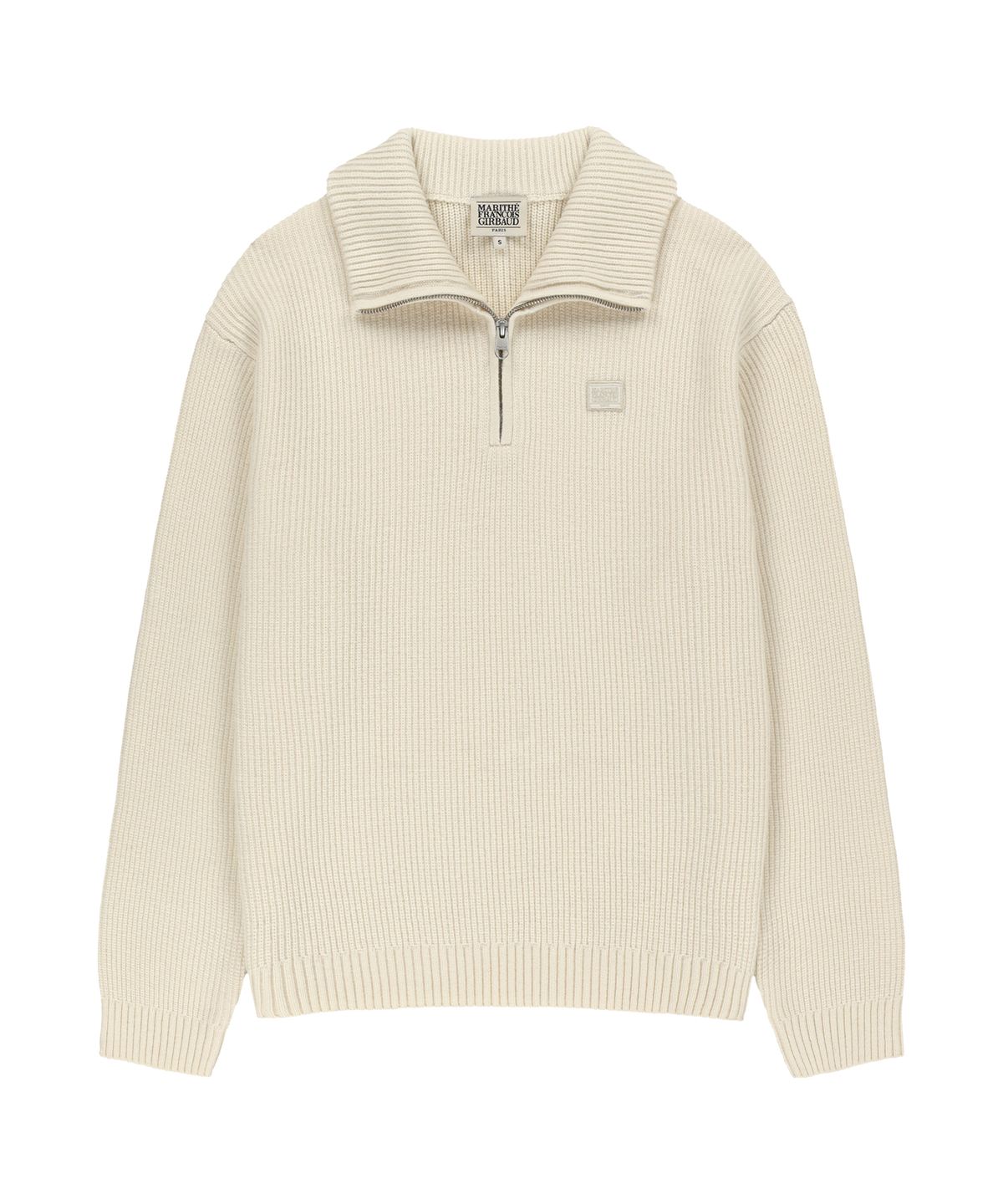 마리떼 프랑소와 저버(MARITHÉ + FRANҪOIS GIRBAUD) SMALL CLASSIC LOGO OVERSIZED HALF ZIP-UP KNIT ivory