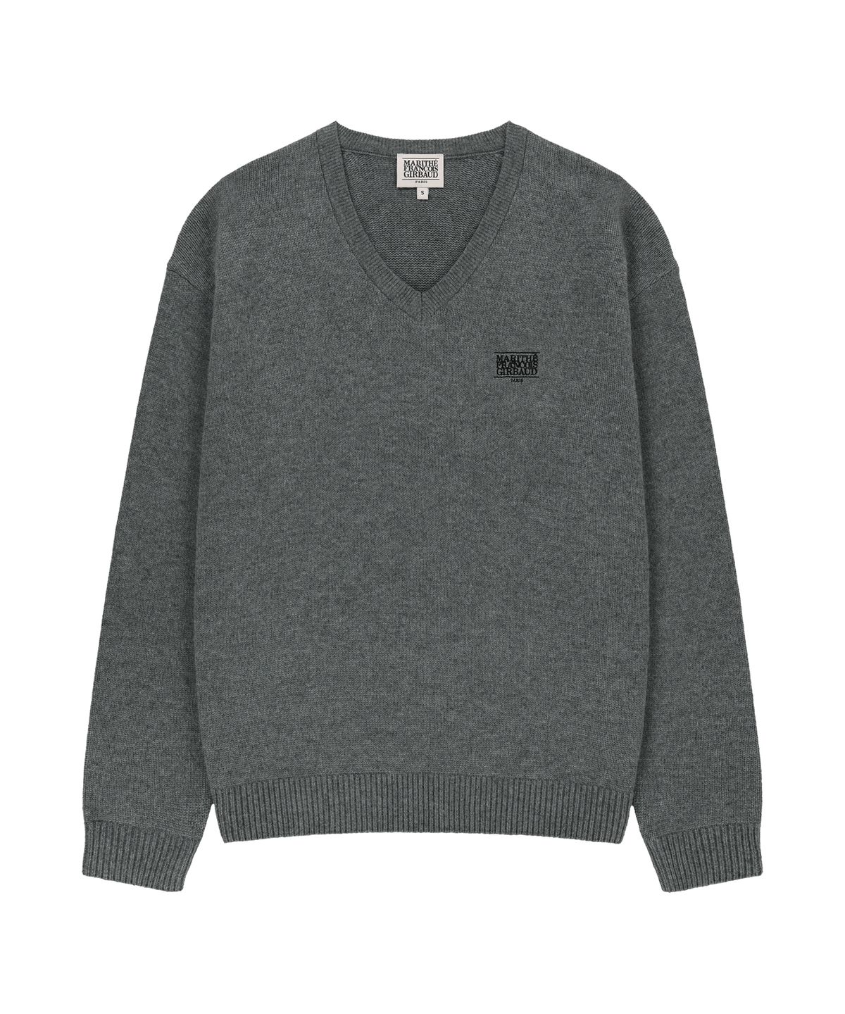 마리떼 프랑소와 저버(MARITHÉ + FRANҪOIS GIRBAUD) SMALL CLASSIC LOGO OVERSIZED V-NECK KNIT PULLOVER heather gray