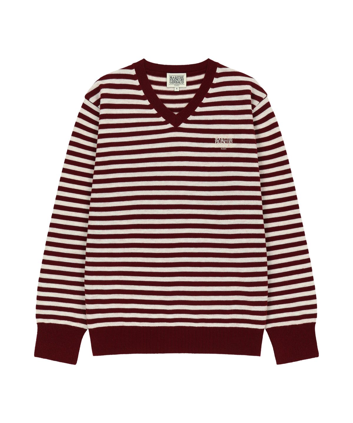 마리떼 프랑소와 저버(MARITHÉ + FRANҪOIS GIRBAUD) W MICRO CLASSIC LOGO V-NECK KNIT burgundy