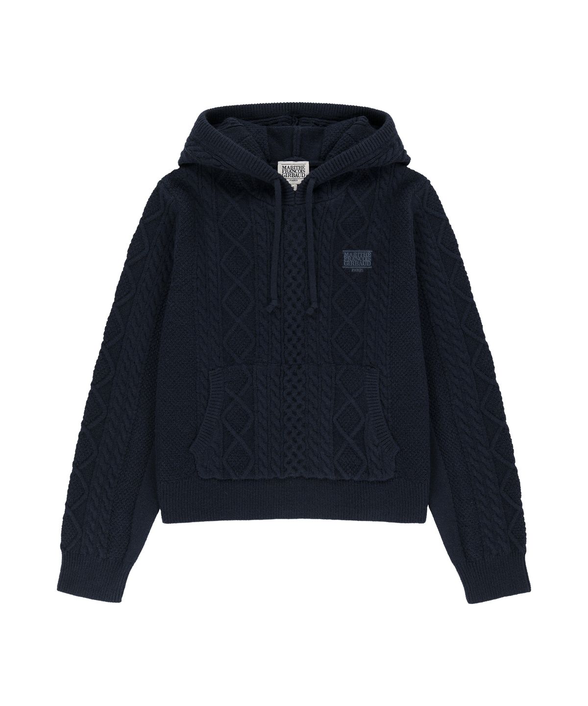마리떼 프랑소와 저버(MARITHÉ + FRANҪOIS GIRBAUD) W MICRO CLASSIC LOGO CABLE HOODED KNIT navy