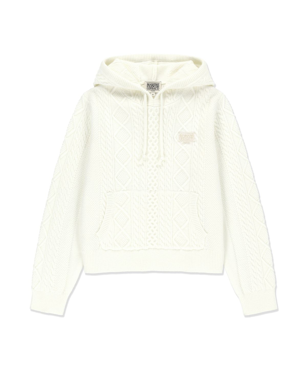 마리떼 프랑소와 저버(MARITHÉ + FRANҪOIS GIRBAUD) W MICRO CLASSIC LOGO CABLE HOODED KNIT white