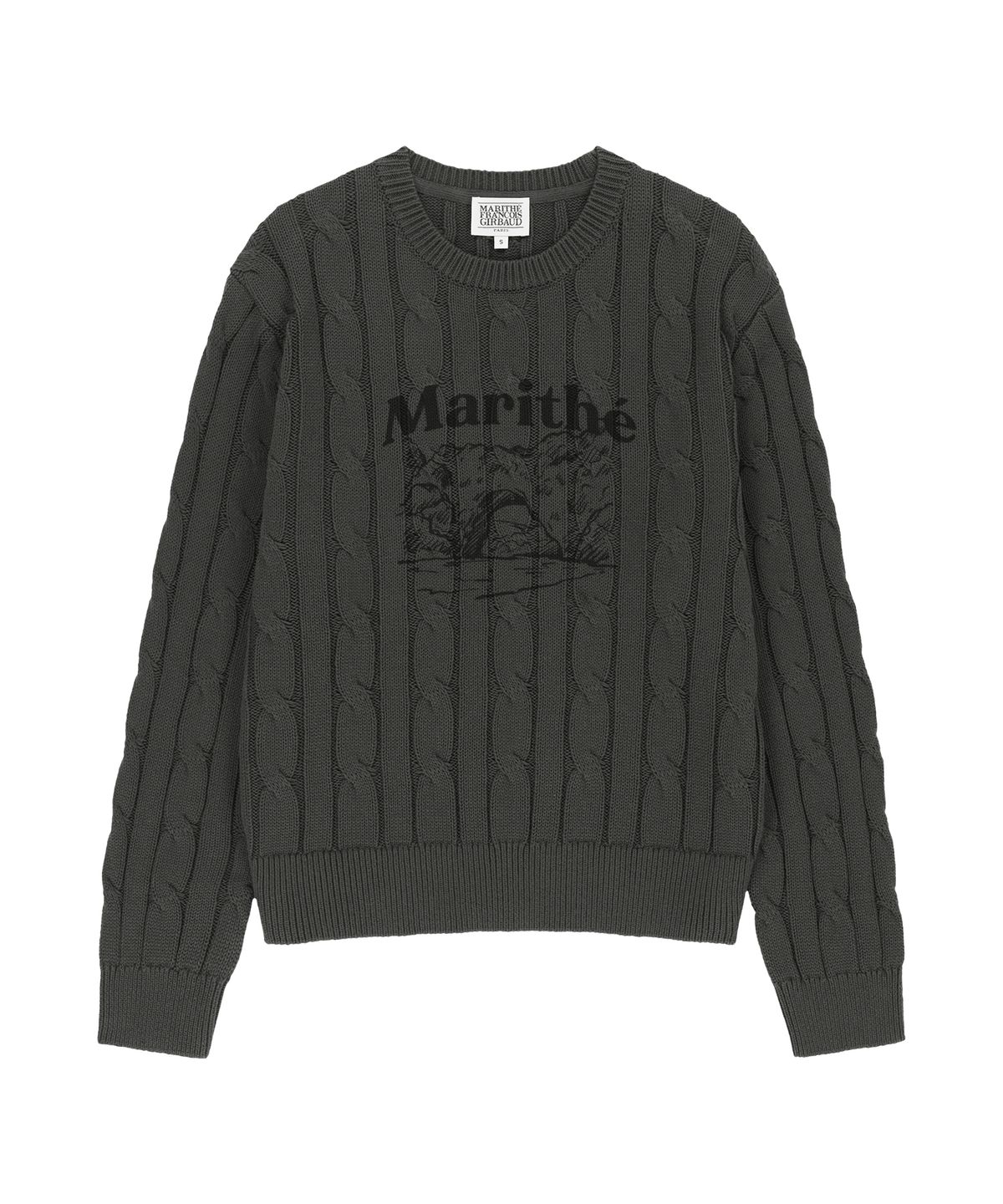 마리떼 프랑소와 저버(MARITHÉ + FRANҪOIS GIRBAUD) W GRAPHIC CABLE KNIT PULLOVER charcoal
