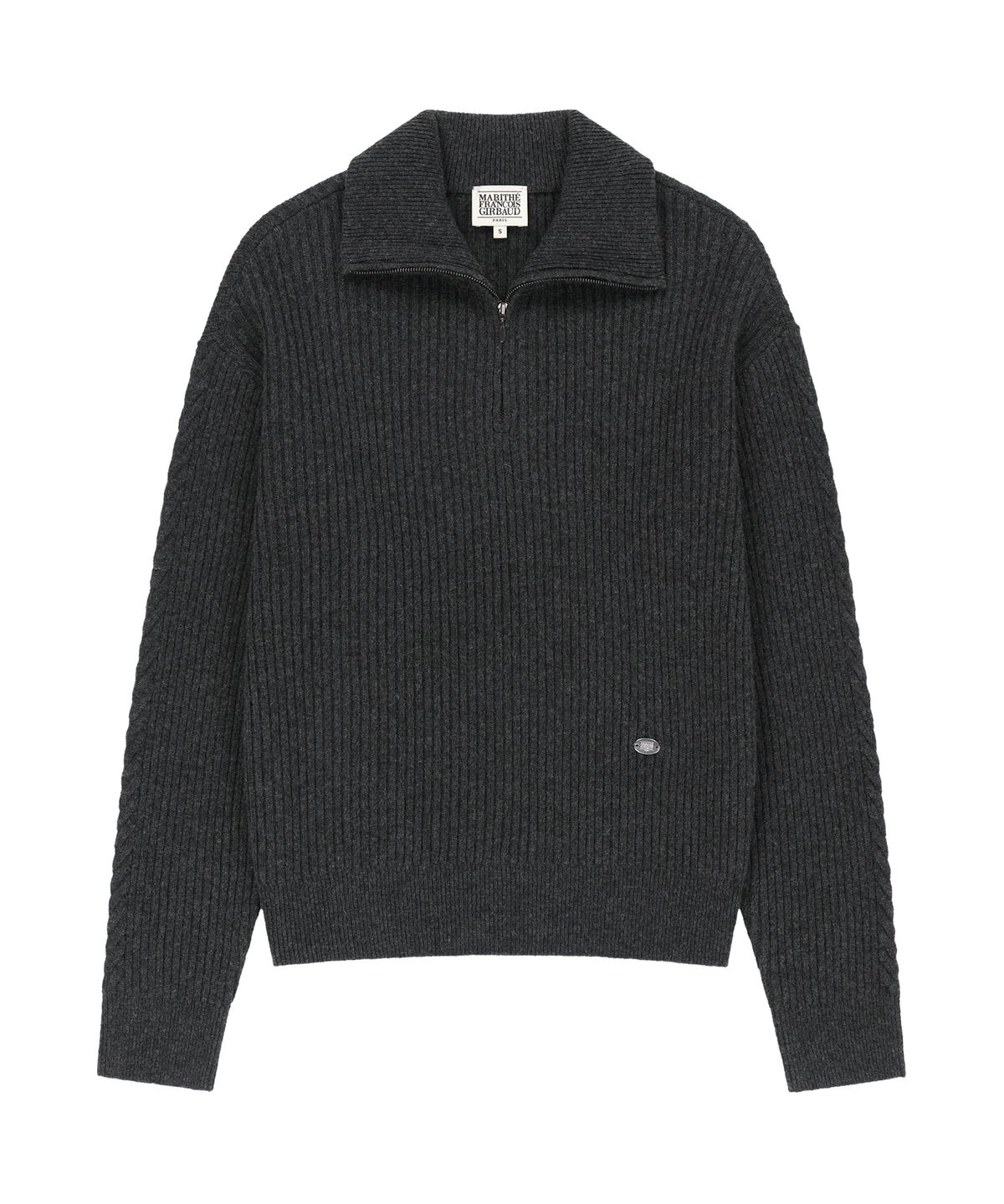 마리떼 프랑소와 저버(MARITHÉ + FRANҪOIS GIRBAUD) W CABLE POINT HALF ZIP-UP KNIT charcoal