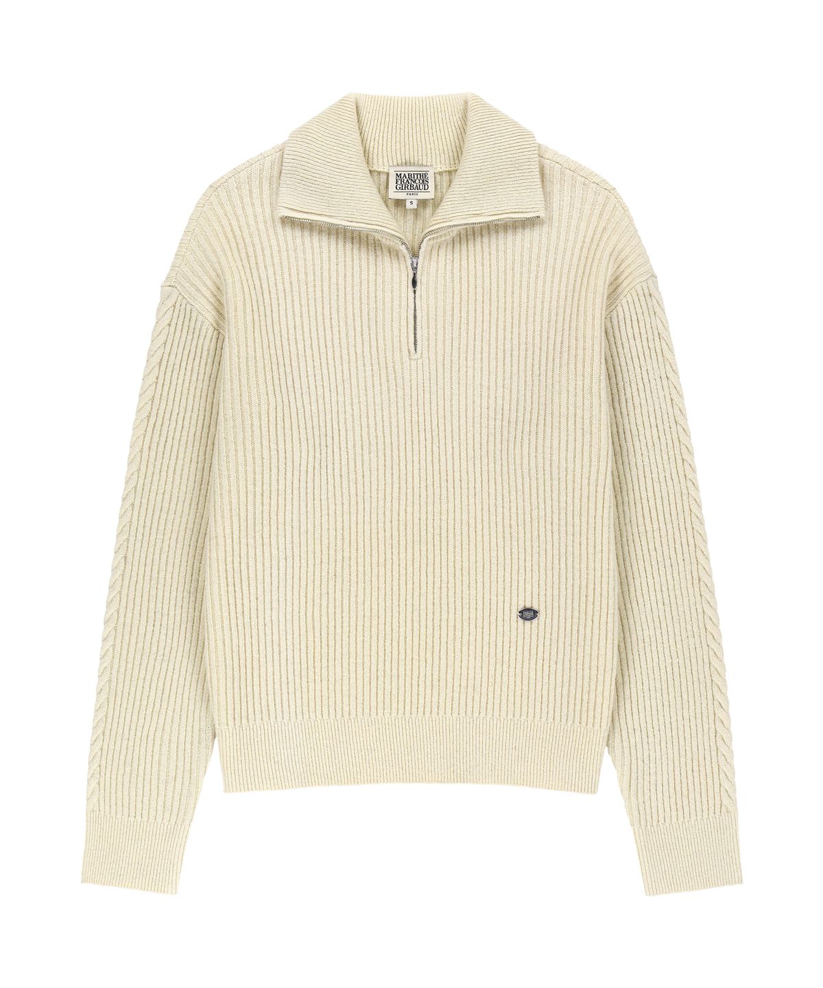 마리떼 프랑소와 저버(MARITHÉ + FRANҪOIS GIRBAUD) W CABLE POINT HALF ZIP-UP KNIT ivory