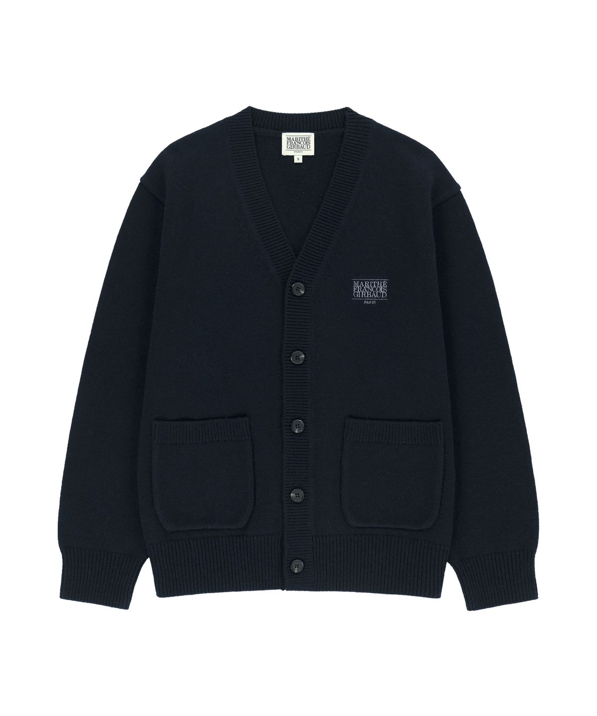 마리떼 프랑소와 저버(MARITHÉ + FRANҪOIS GIRBAUD) PREMIUM SMALL CLASSIC LOGO CASHMERE V-NECK CARDIGAN navy