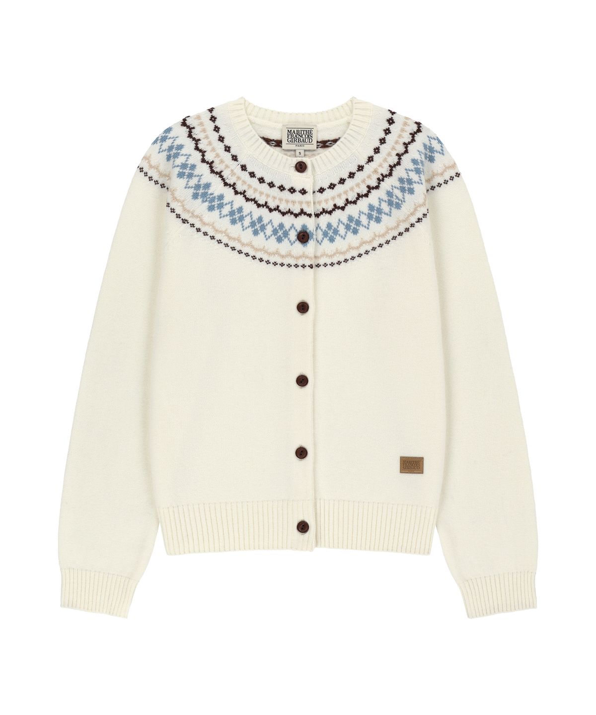 마리떼 프랑소와 저버(MARITHÉ + FRANҪOIS GIRBAUD) W SMALL CLASSIC LOGO NORDIC CARDIGAN SET UP ivory