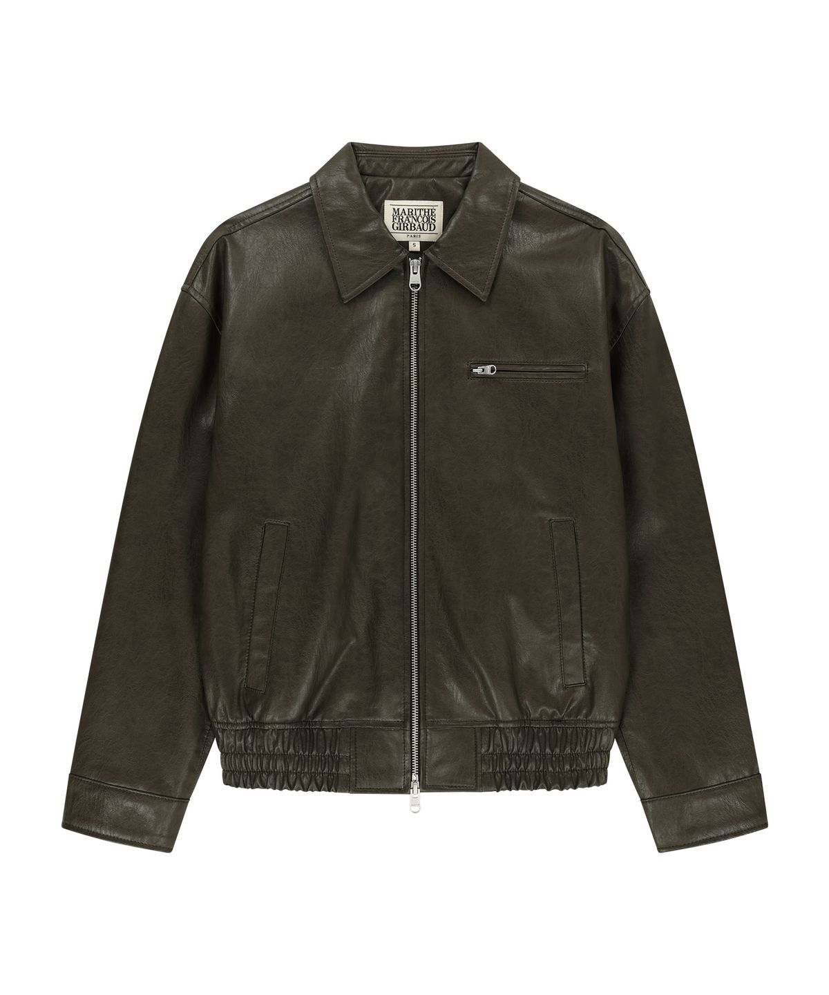 마리떼 프랑소와 저버(MARITHÉ + FRANҪOIS GIRBAUD) FAUX LEATHER COLLAR JACKET brown