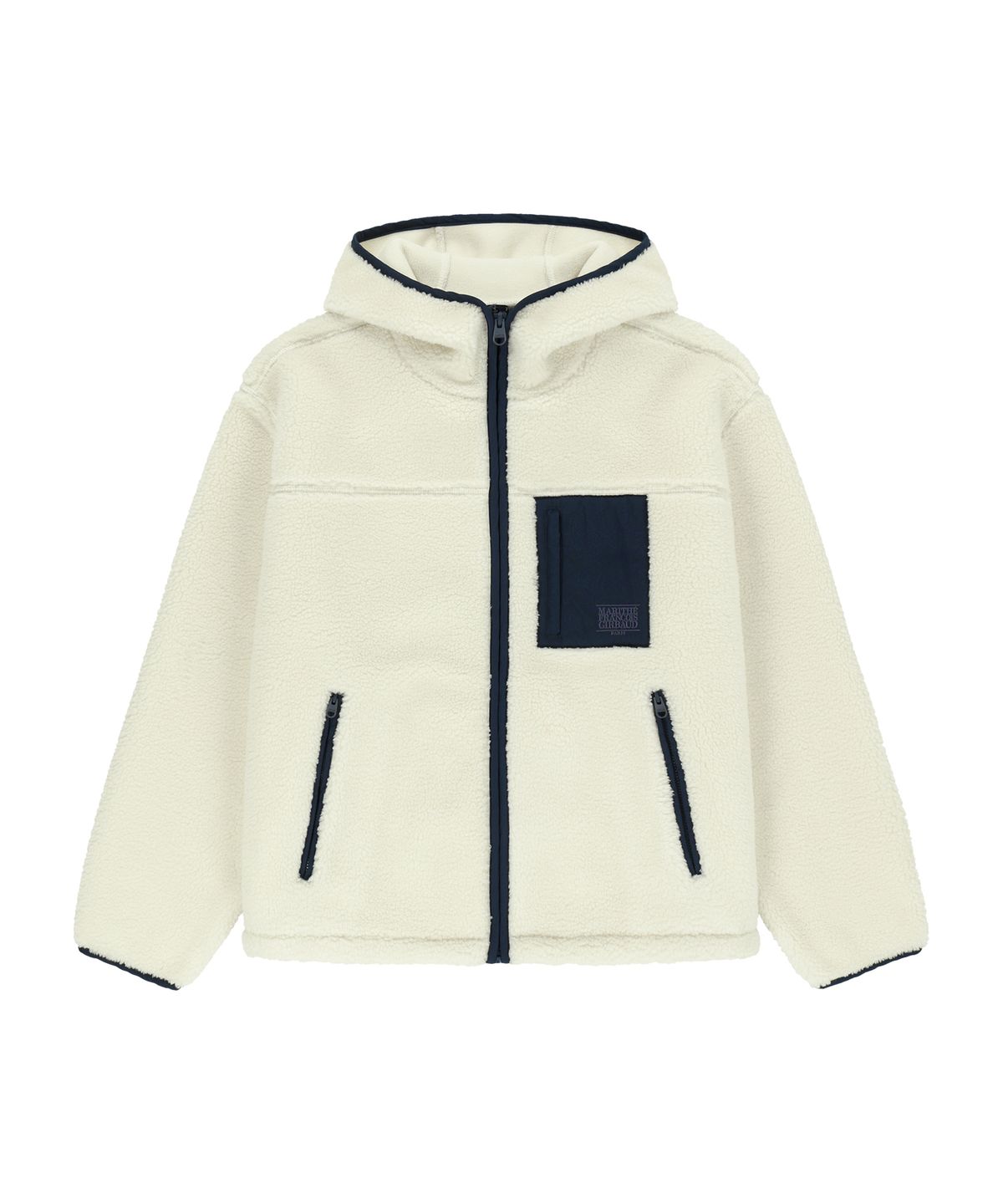 마리떼 프랑소와 저버(MARITHÉ + FRANҪOIS GIRBAUD) HOODED COLOR BLOCK FLEECE JACKET ivory