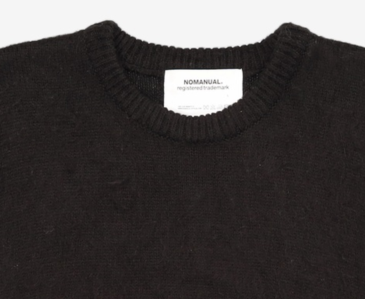 노매뉴얼(NOMANUAL) PLAIN MOHAIR KNIT - BLACK L