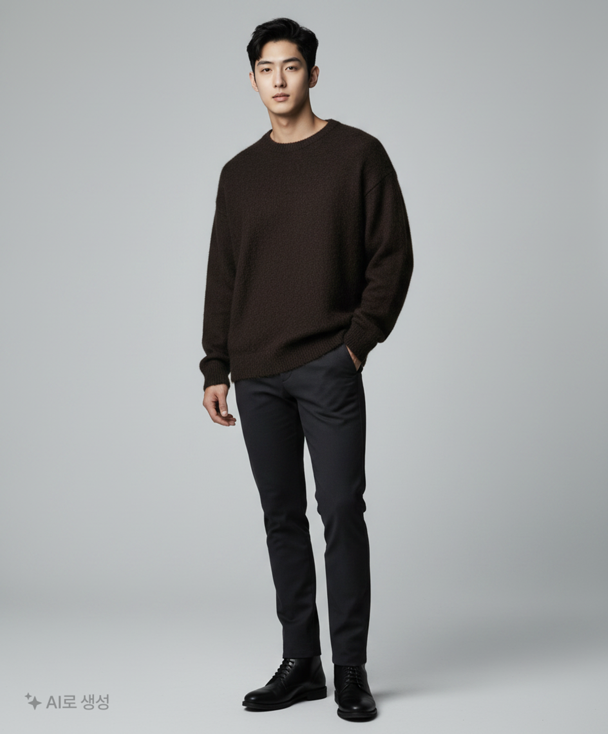 노매뉴얼(NOMANUAL) PLAIN MOHAIR KNIT - BLACK L