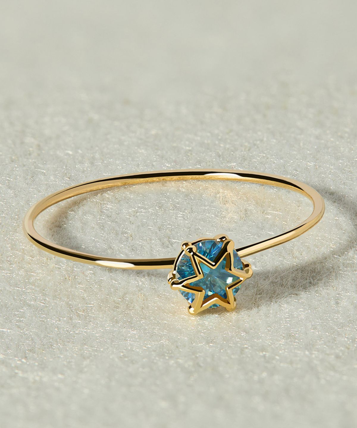 엘렌쥬얼리(HELENE JEWELRY) 14K 스카이 블루 큐빅 스타 미스 링 금 실 반지