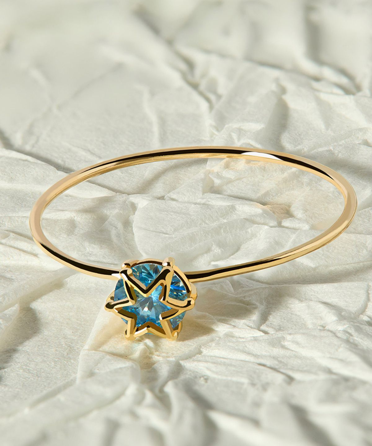 엘렌쥬얼리(HELENE JEWELRY) 14K 스카이 블루 큐빅 스타 미스 링 금 실 반지