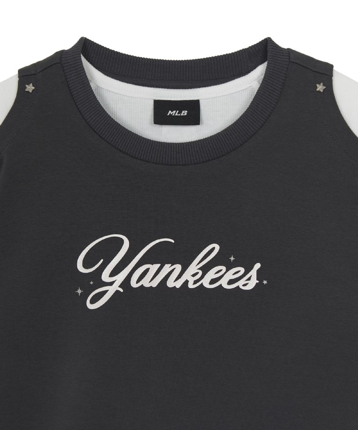 엠엘비 키즈(MLB KIDS) 스트릿 걸즈 어깨 트임 레이어드 맨투맨 NY (D.Charcoal Grey)