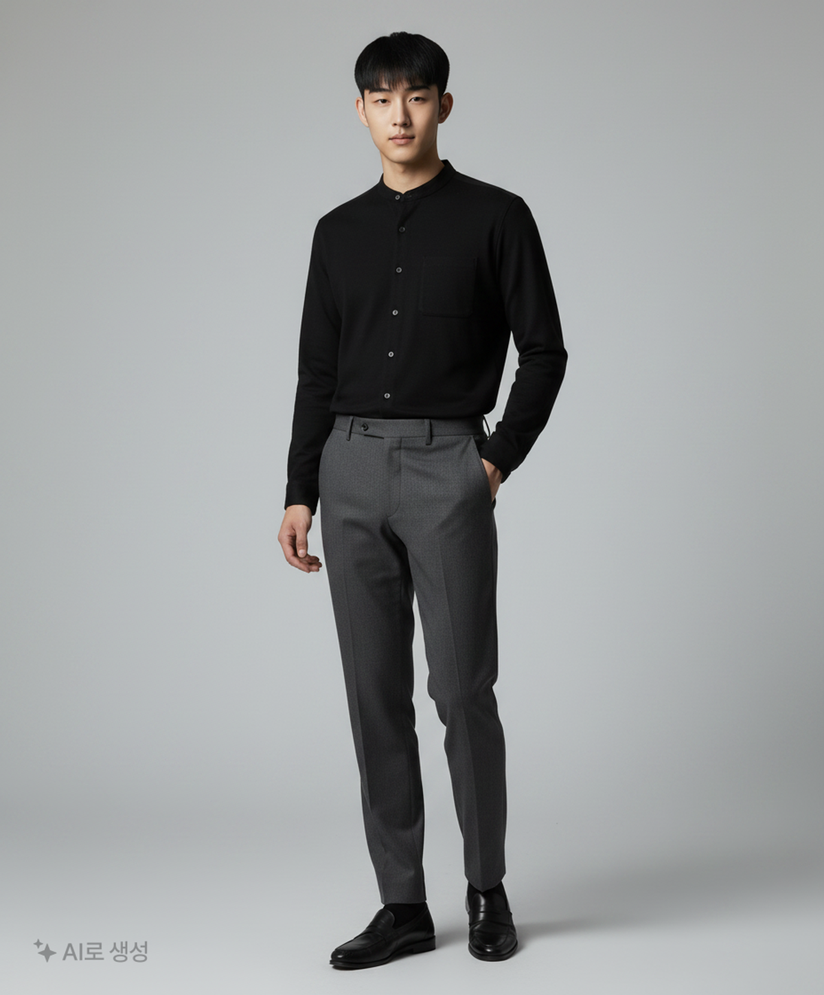 드로우핏(DRAW FIT) STABLE LINEN STAND COLLAR SHIRTS [BLACK] M