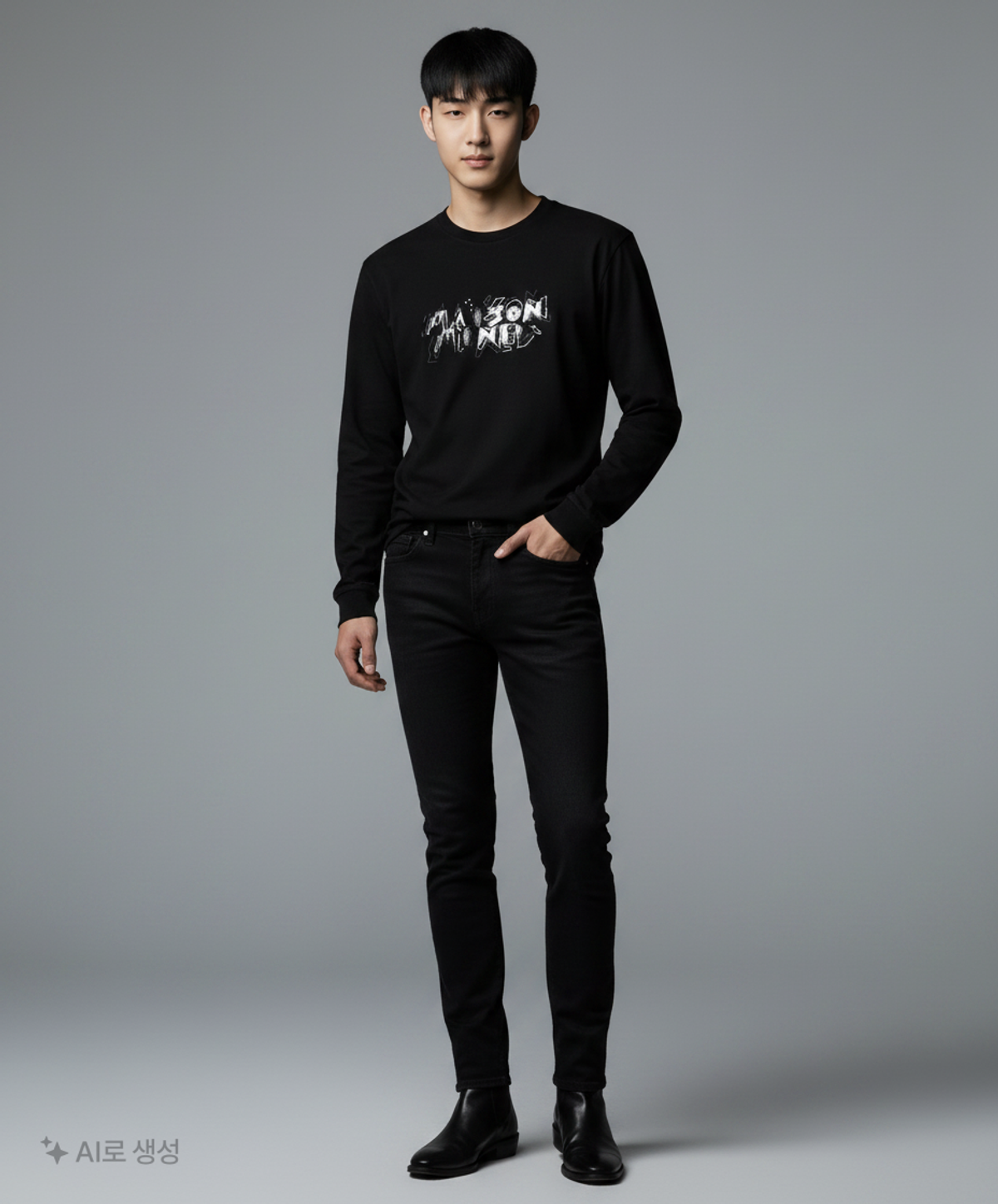 메종미네드(MAISON MINED) CUBIC STRUCTURE LONG SLEEVE BLACK L