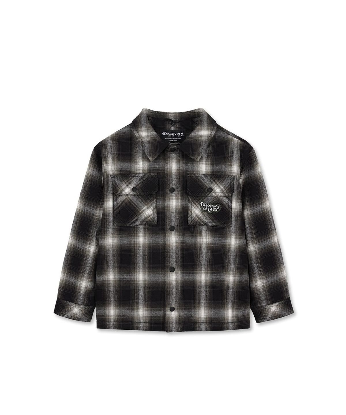 디스커버리 키즈(DISCOVERY KIDS) 키즈 후드 탈착 체크 셔켓 (BLACK)