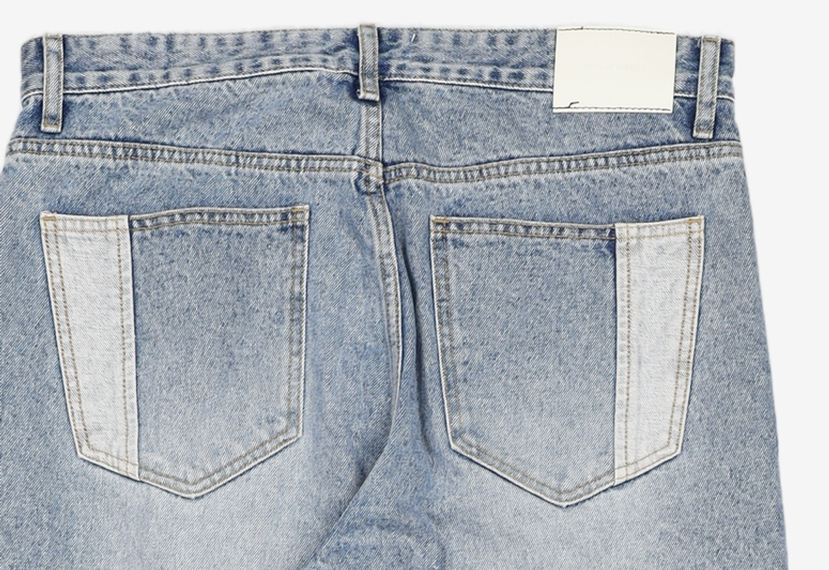 메종미네드(MAISON MINED) PAINTING CROPPED WIDE DENIM BLUE 50