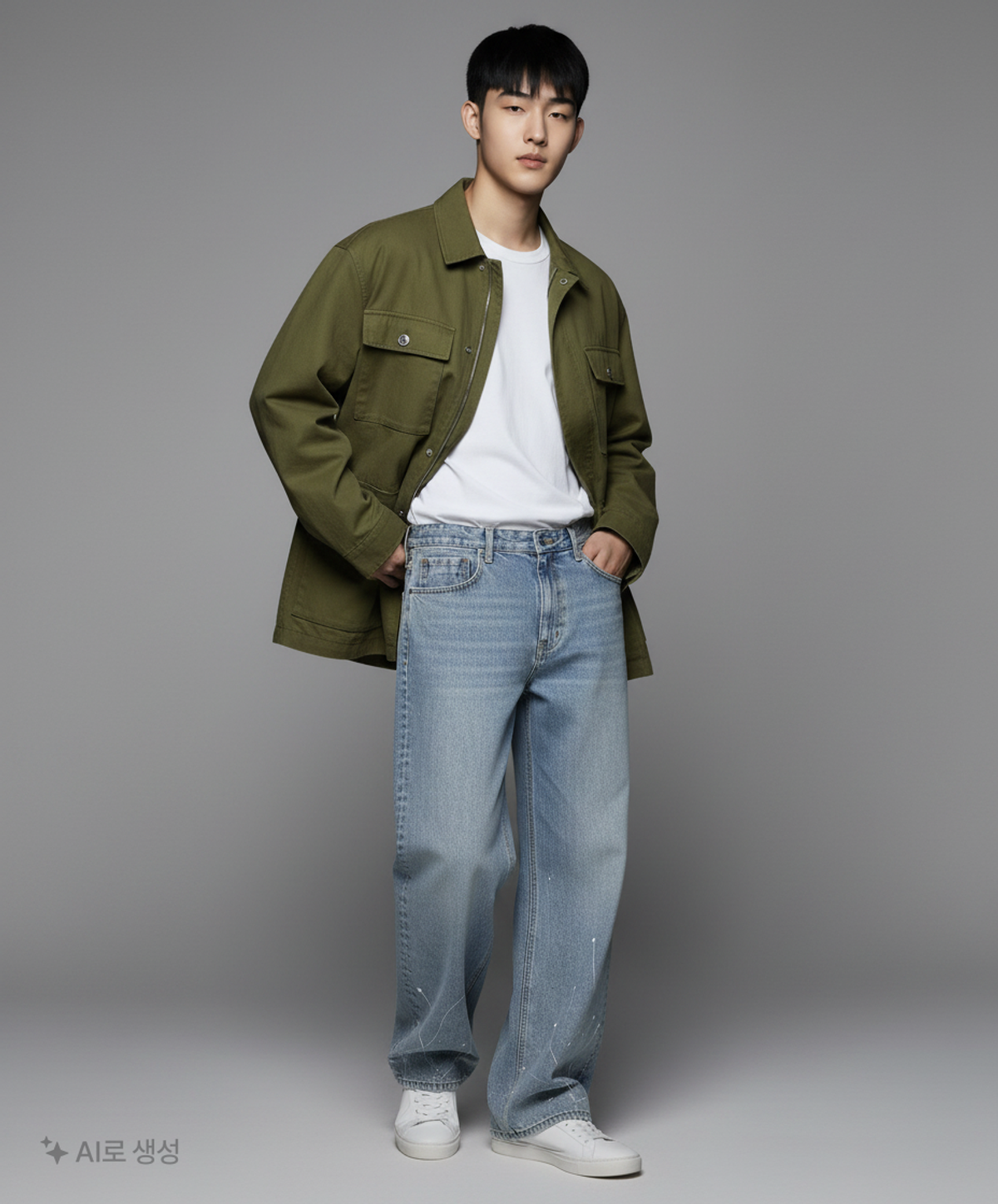 메종미네드(MAISON MINED) PAINTING CROPPED WIDE DENIM BLUE 50