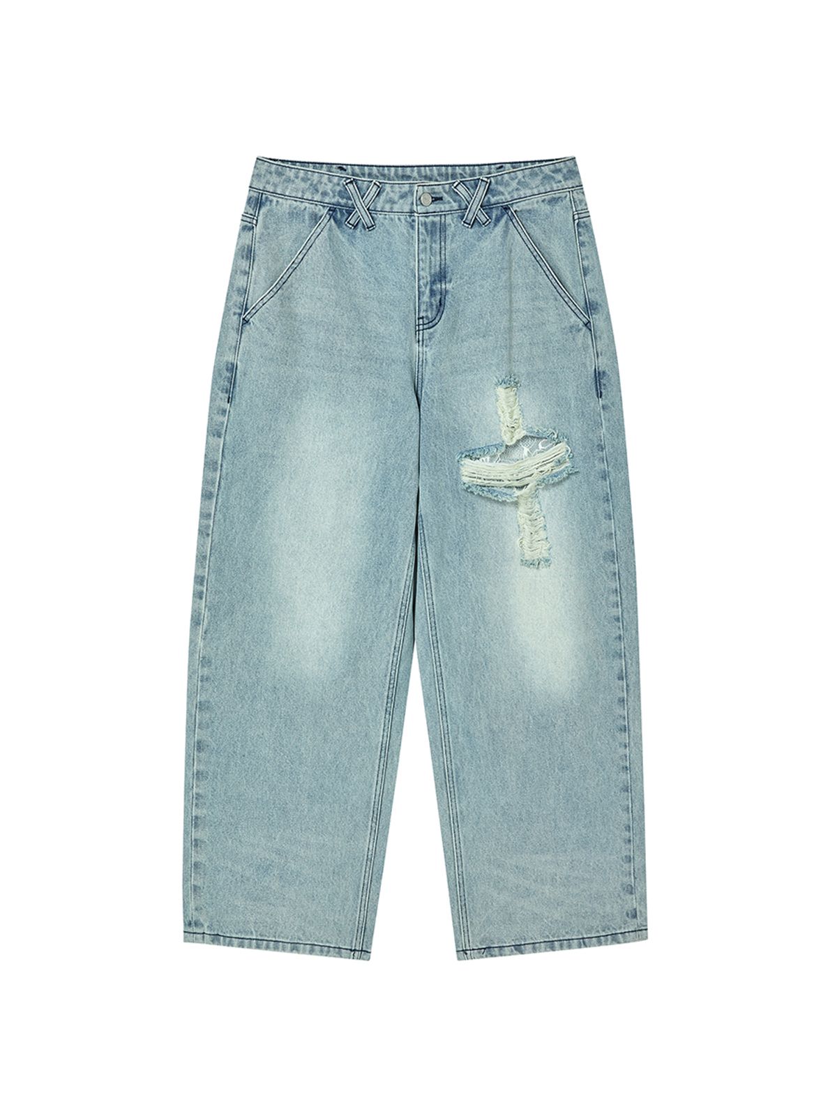 엔와이엑스엑스(NYXX) CROSS APLIQUE DENIM LIGHT BLUE