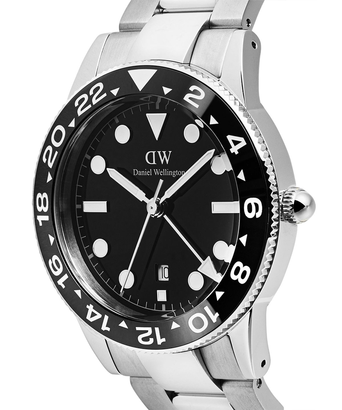 다니엘 웰링턴(DANIEL WELLINGTON) Iconic GMT Link 남자메탈시계 블랙 세라믹 베젤