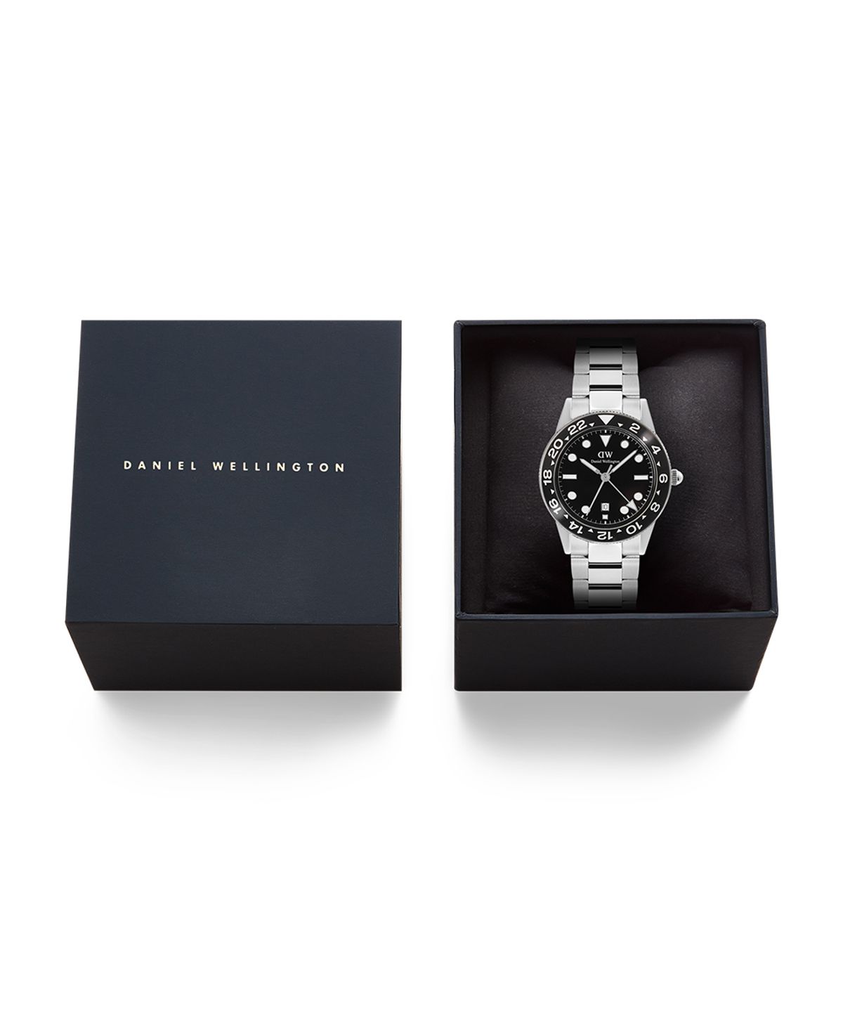 다니엘 웰링턴(DANIEL WELLINGTON) Iconic GMT Link 남자메탈시계 블랙 세라믹 베젤