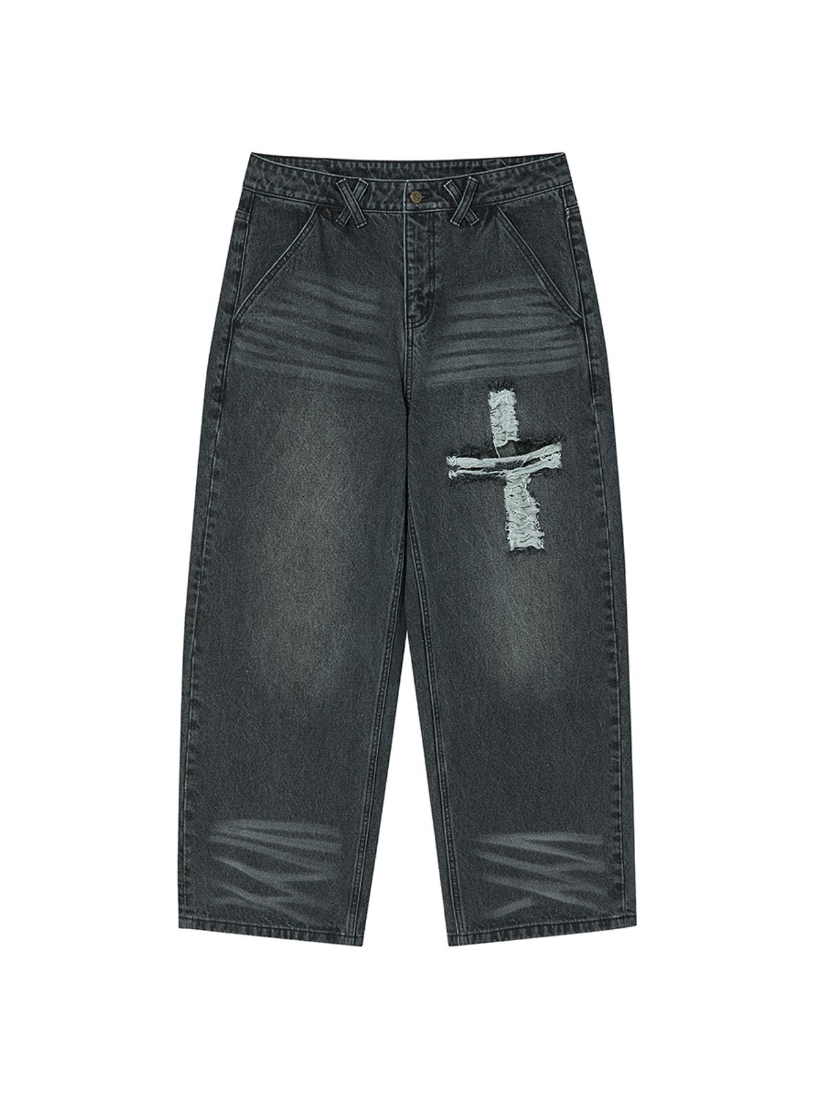 엔와이엑스엑스(NYXX) CROSS APLIQUE DENIM BLACK