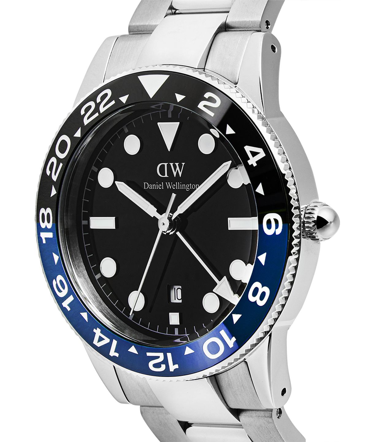 다니엘 웰링턴(DANIEL WELLINGTON) Iconic GMT Link 남자메탈시계 블랙/블루 세라믹 베젤
