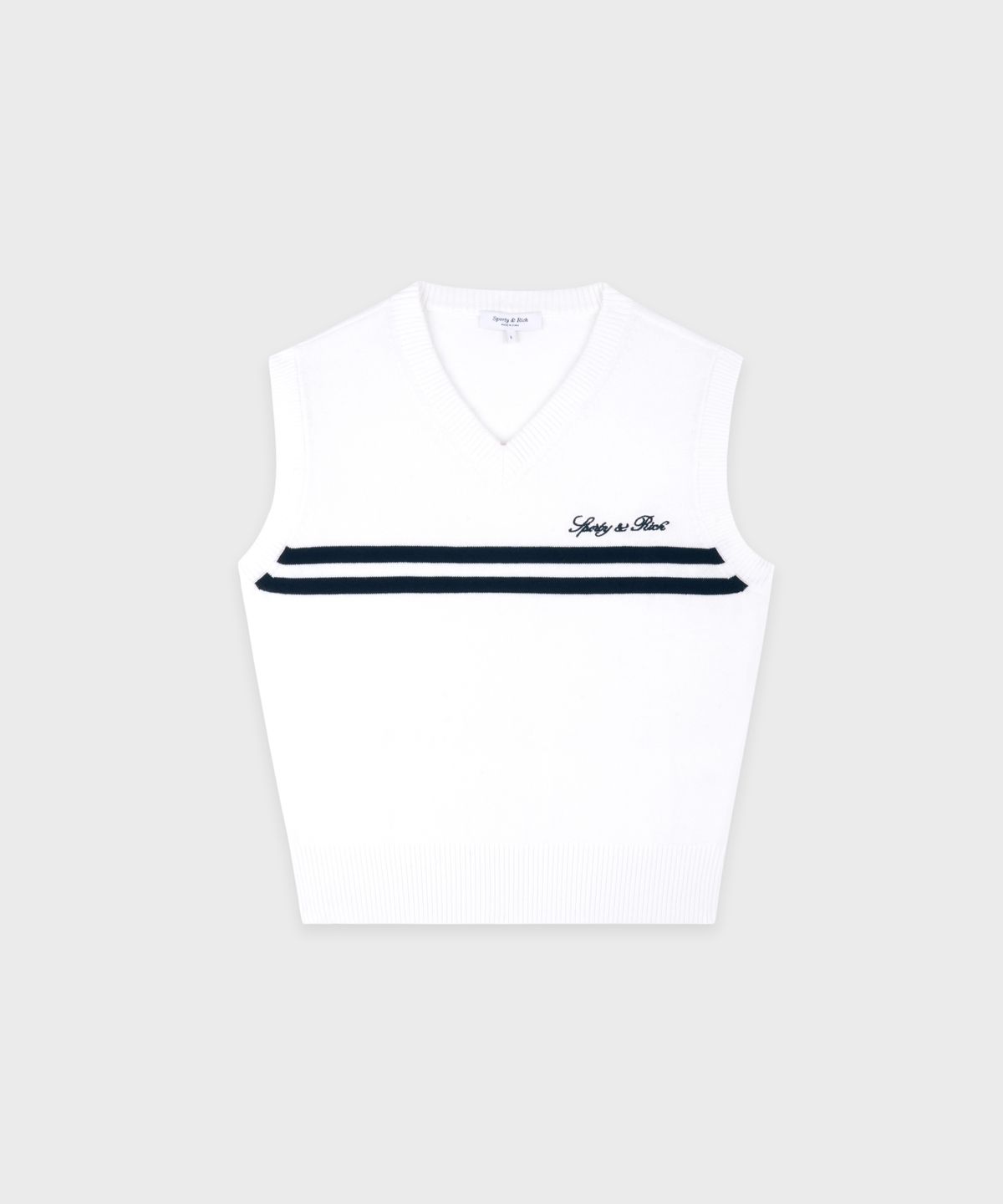 스포티앤리치(SPORTY&RICH) 시그니처 로고 니트 베스트 - 화이트 R265AWV004