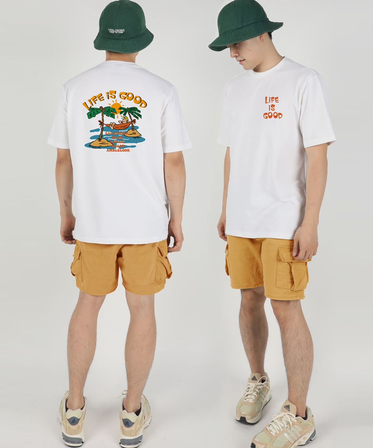 엠블룩(AMBLELOOK) 프리미엄 면스판 반팔티셔츠 LIFE IS GOOD (6color)