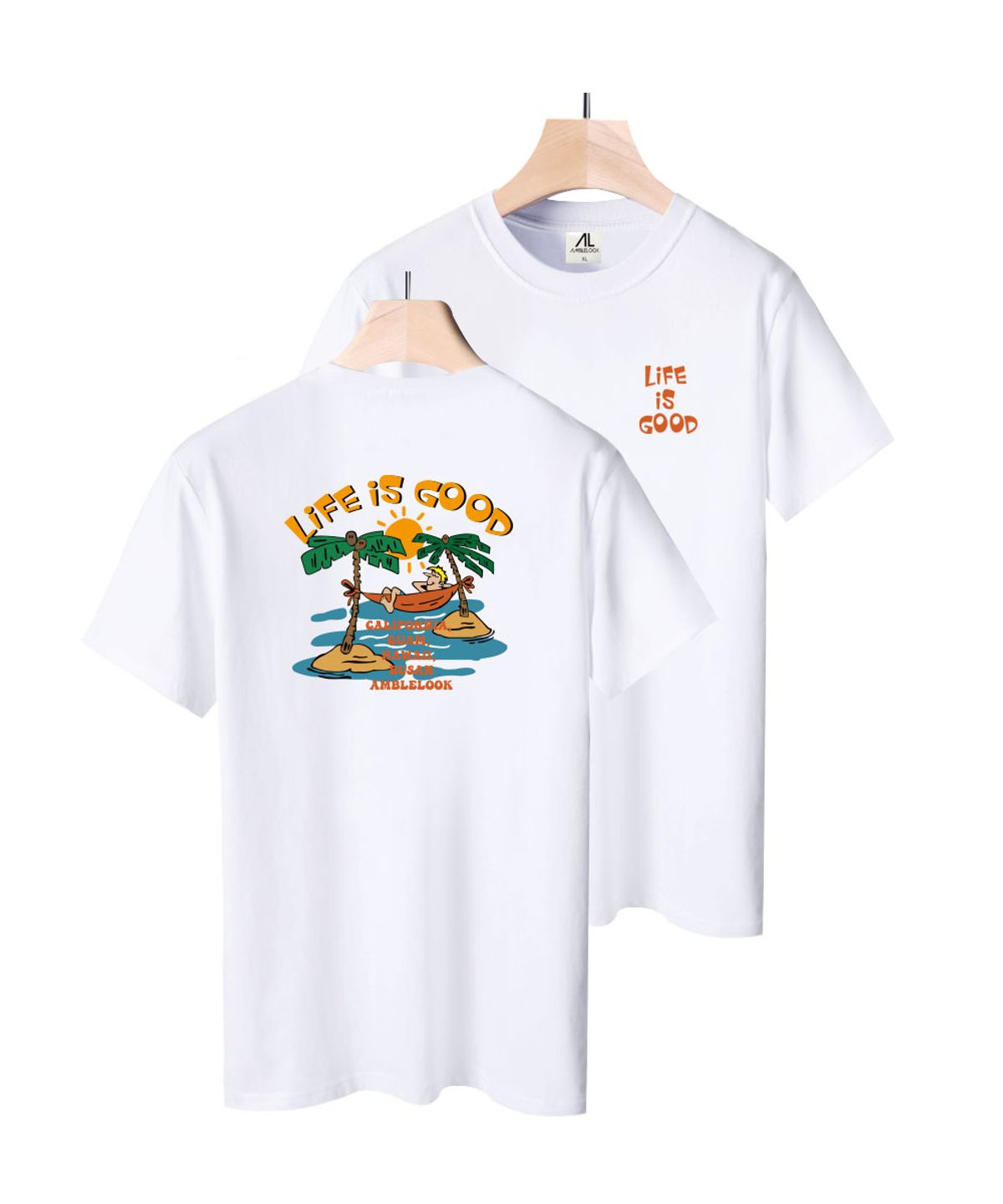 엠블룩(AMBLELOOK) 프리미엄 면스판 반팔티셔츠 LIFE IS GOOD (6color)
