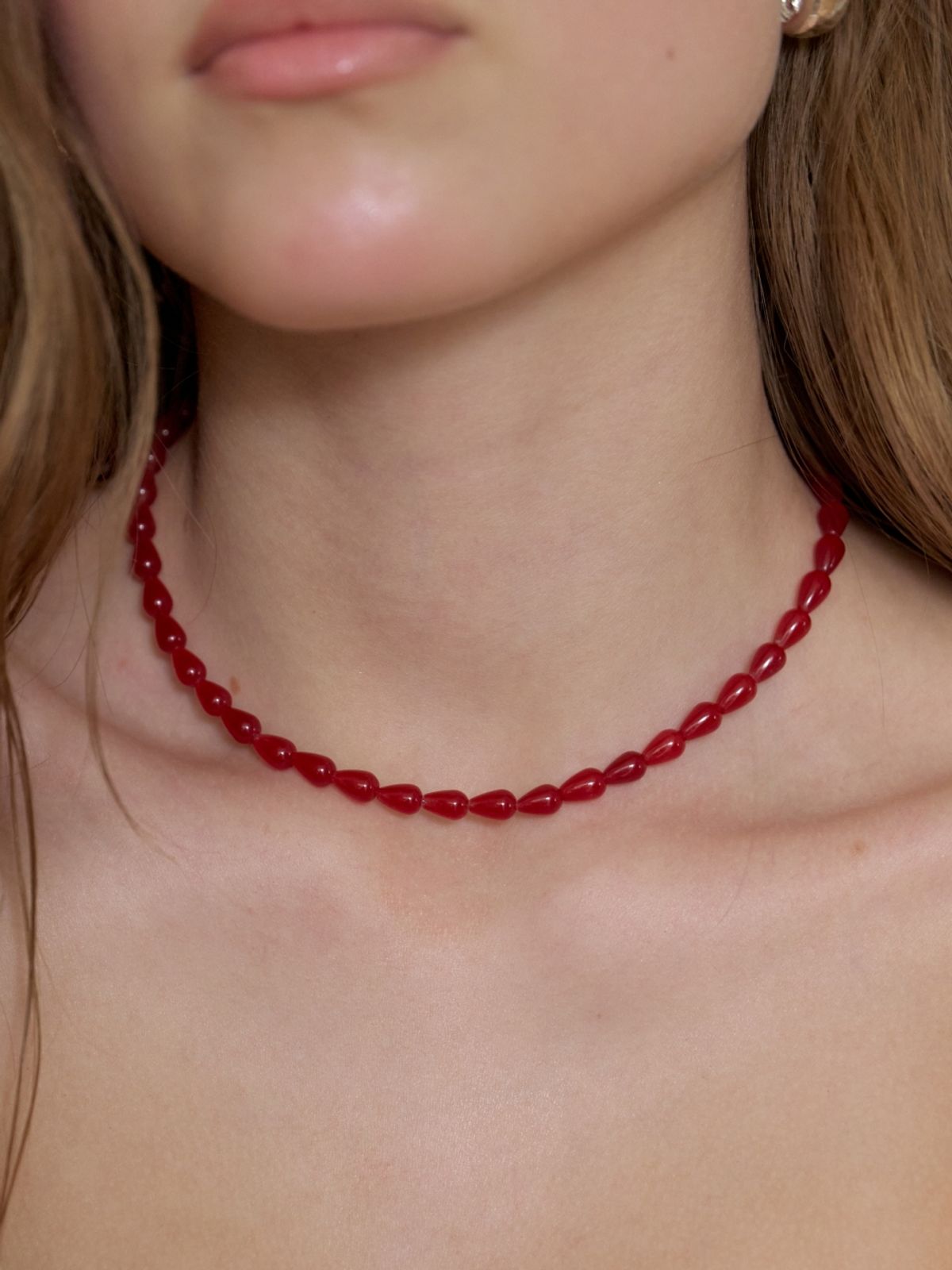 러브미몬스터(LOVE ME MONSTER) Red Drop Jade Necklace (L262MNK080)