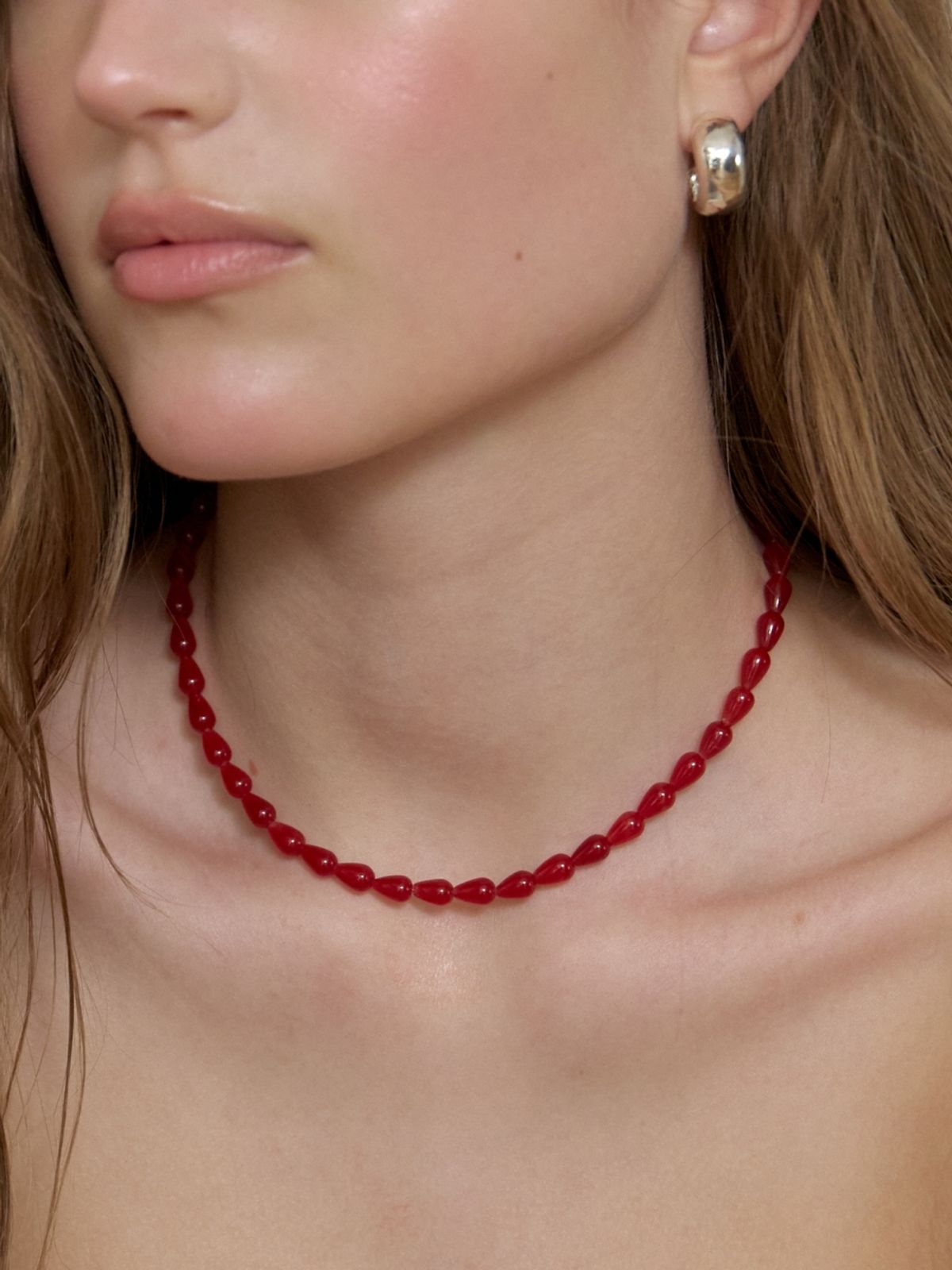 러브미몬스터(LOVE ME MONSTER) Red Drop Jade Necklace (L262MNK080)