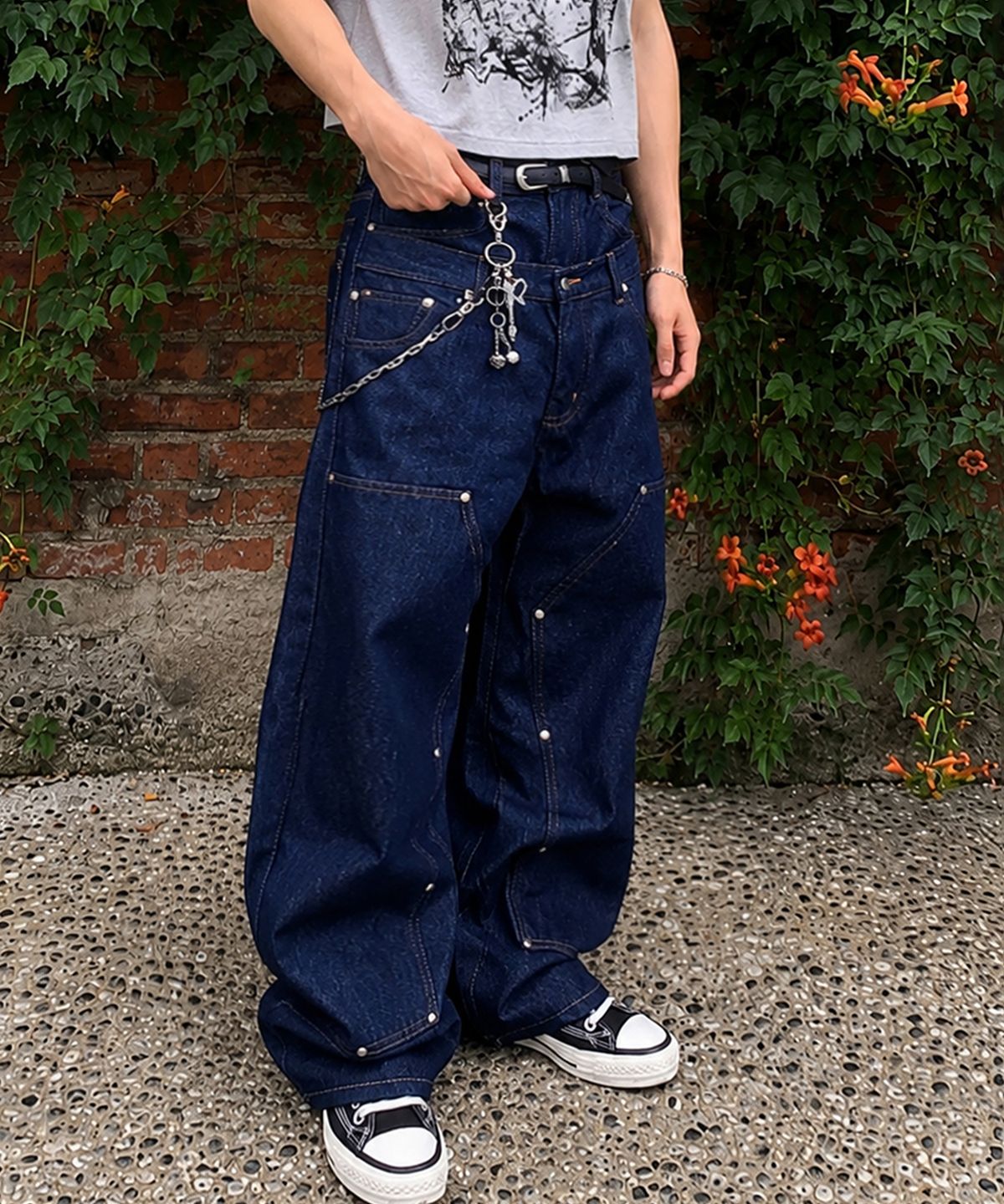 아티스트웨어(ARTISTWEAR) 새깅 레이어드 데님팬츠
