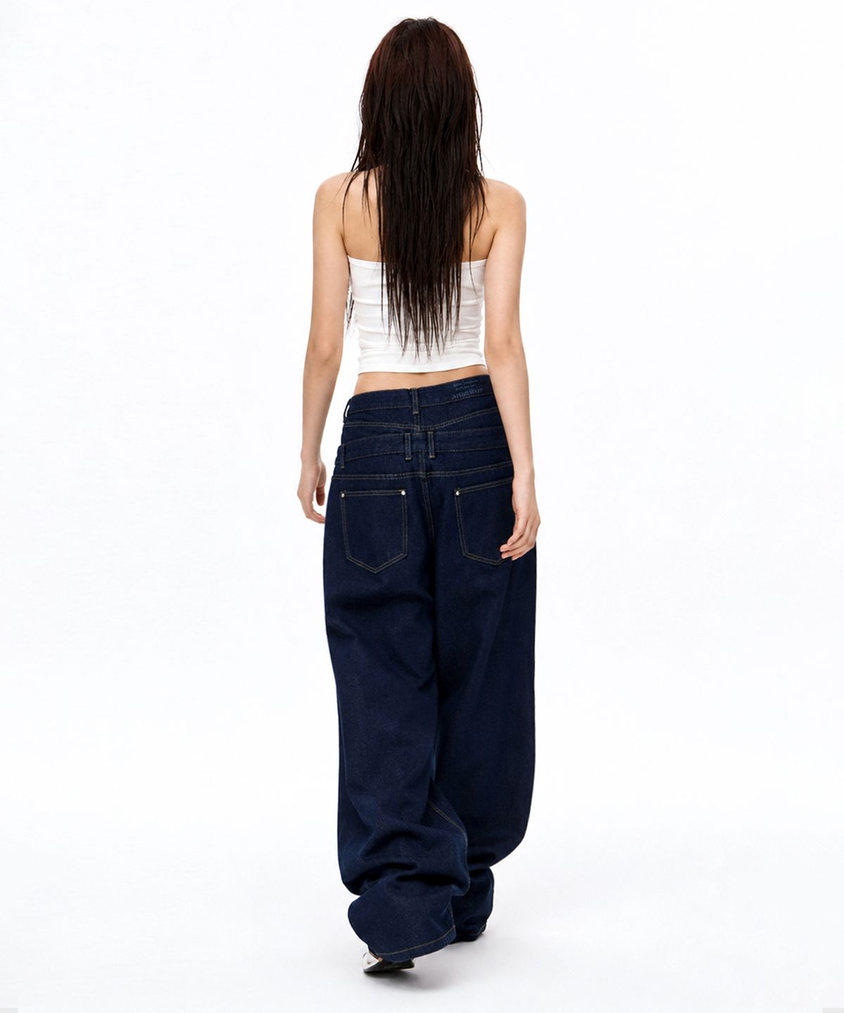 아티스트웨어(ARTISTWEAR) 새깅 레이어드 데님팬츠
