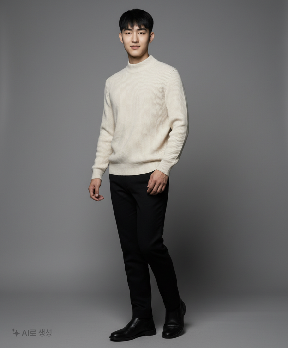 무신사 스탠다드(MUSINSA STANDARD) 캐시미어 블렌드 모크 넥 니트 [아이보리] XL
