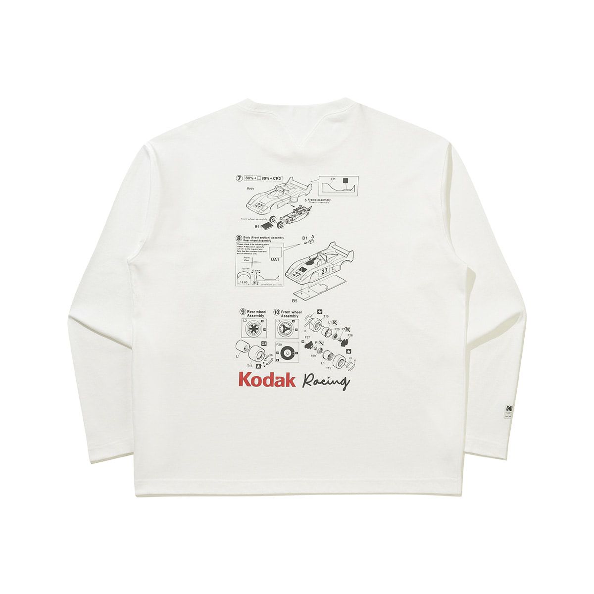 코닥(KODAK) 레이싱 엔지니어링 그래픽 긴팔 티셔츠 WHITE