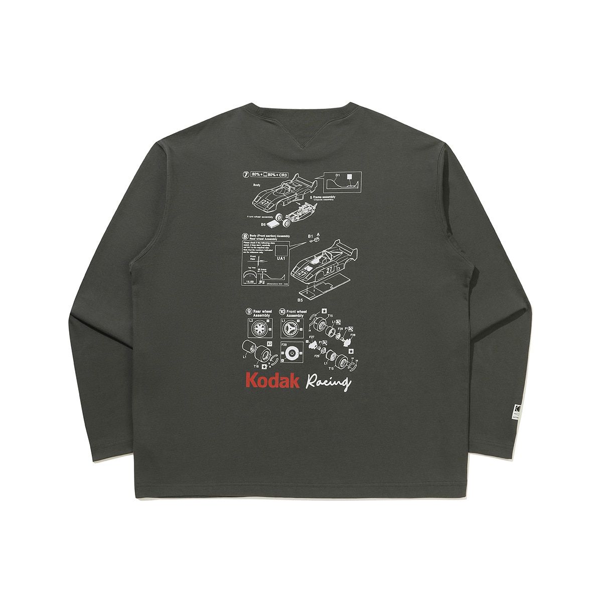 코닥(KODAK) 레이싱 엔지니어링 그래픽 긴팔 티셔츠 CHARCOAL