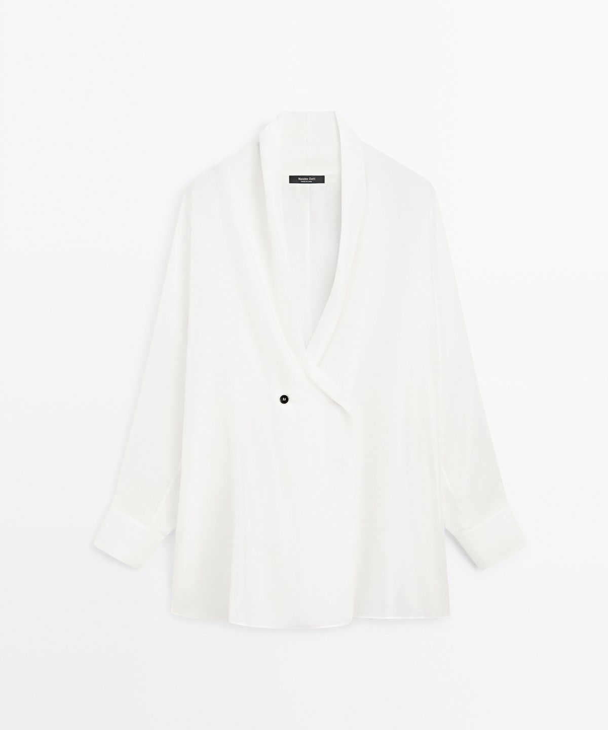 마시모두띠(MASSIMO DUTTI) 100% 실크 턱시도 스타일 플루이드 기모노