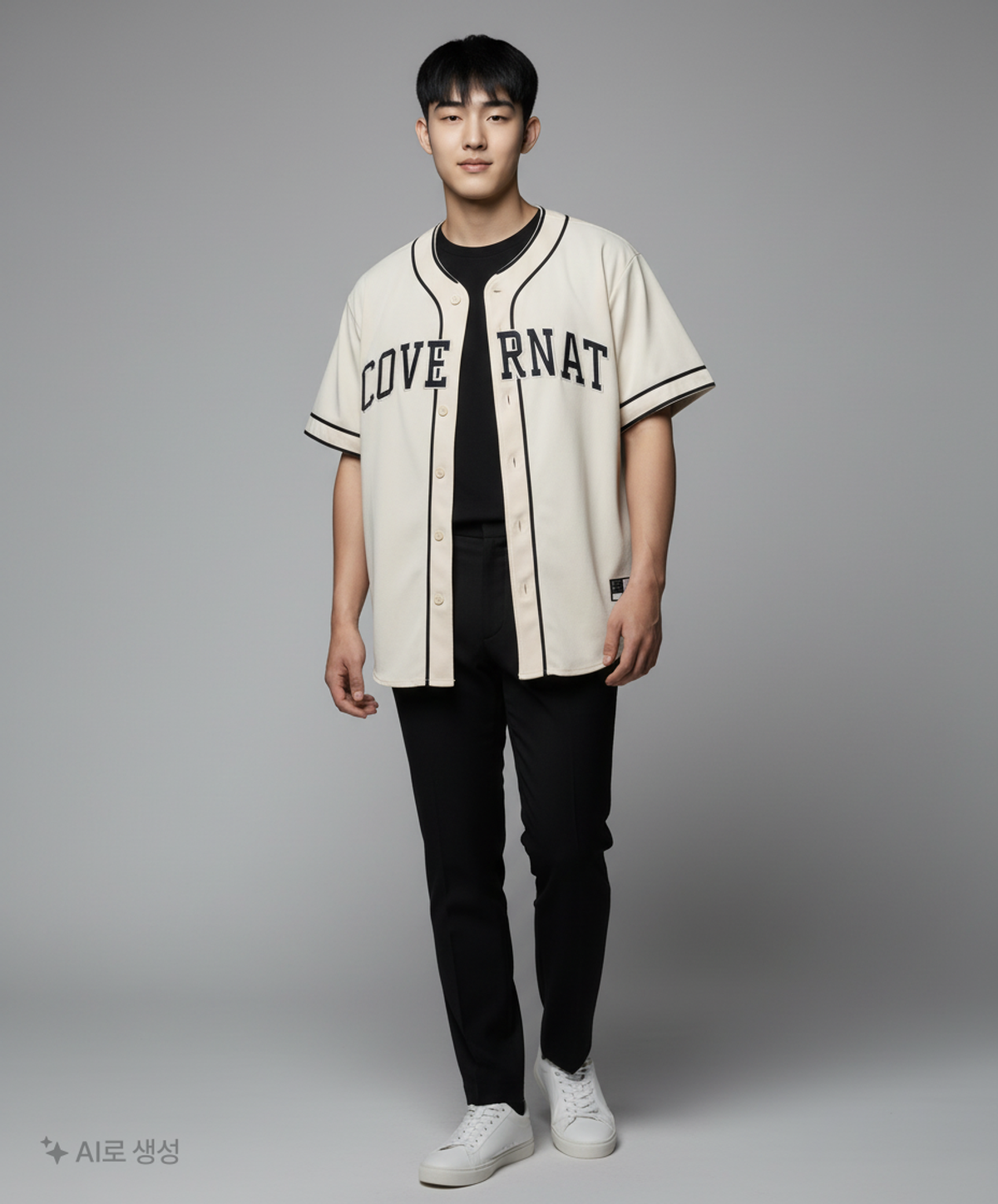 커버낫(COVERNAT) 아치로고 베이스볼 하프 셔츠 Dark Navy XL