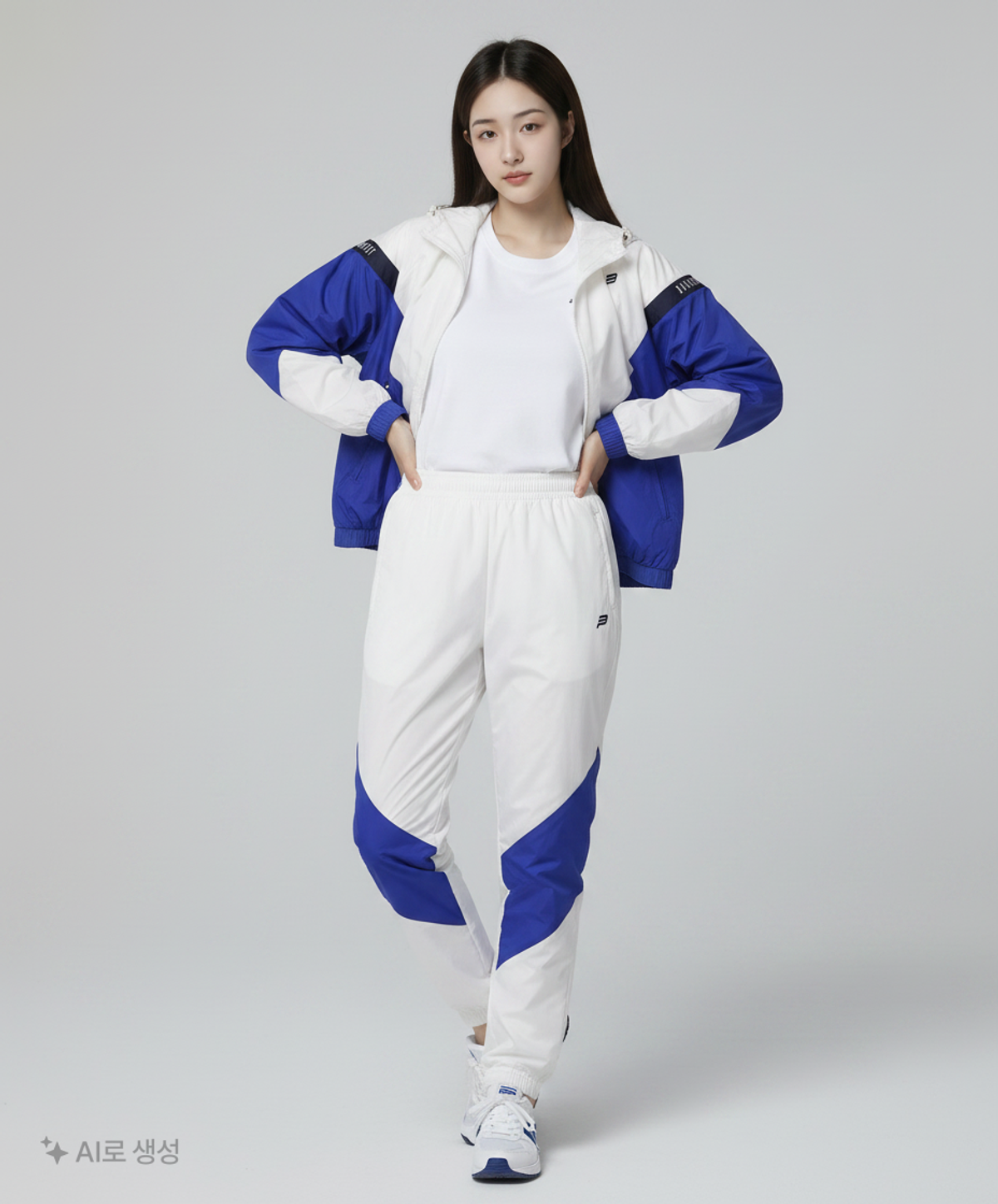 빈폴 스포츠(BEANPOLE SPORT) 블루 여성 컬러블럭 쇼트 윈드 브레이커 (BO9839E01P) 95
