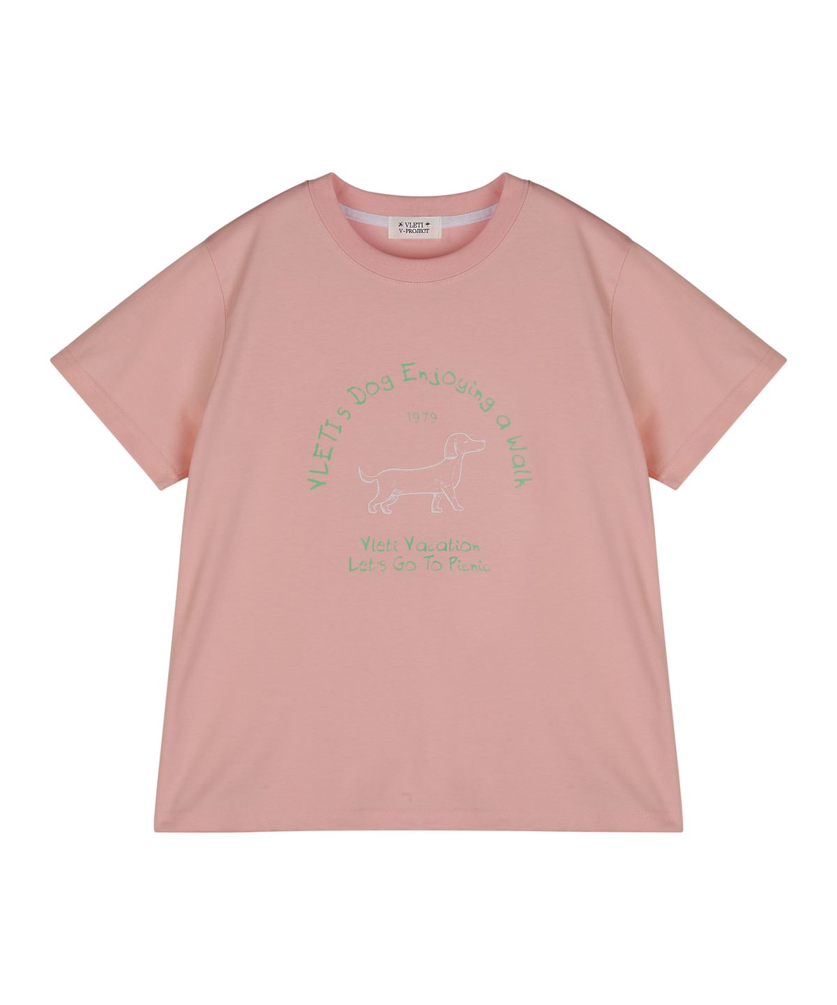 블레티(VLETI) Dog Lettering Art Work Printing T-shirt (Pink)