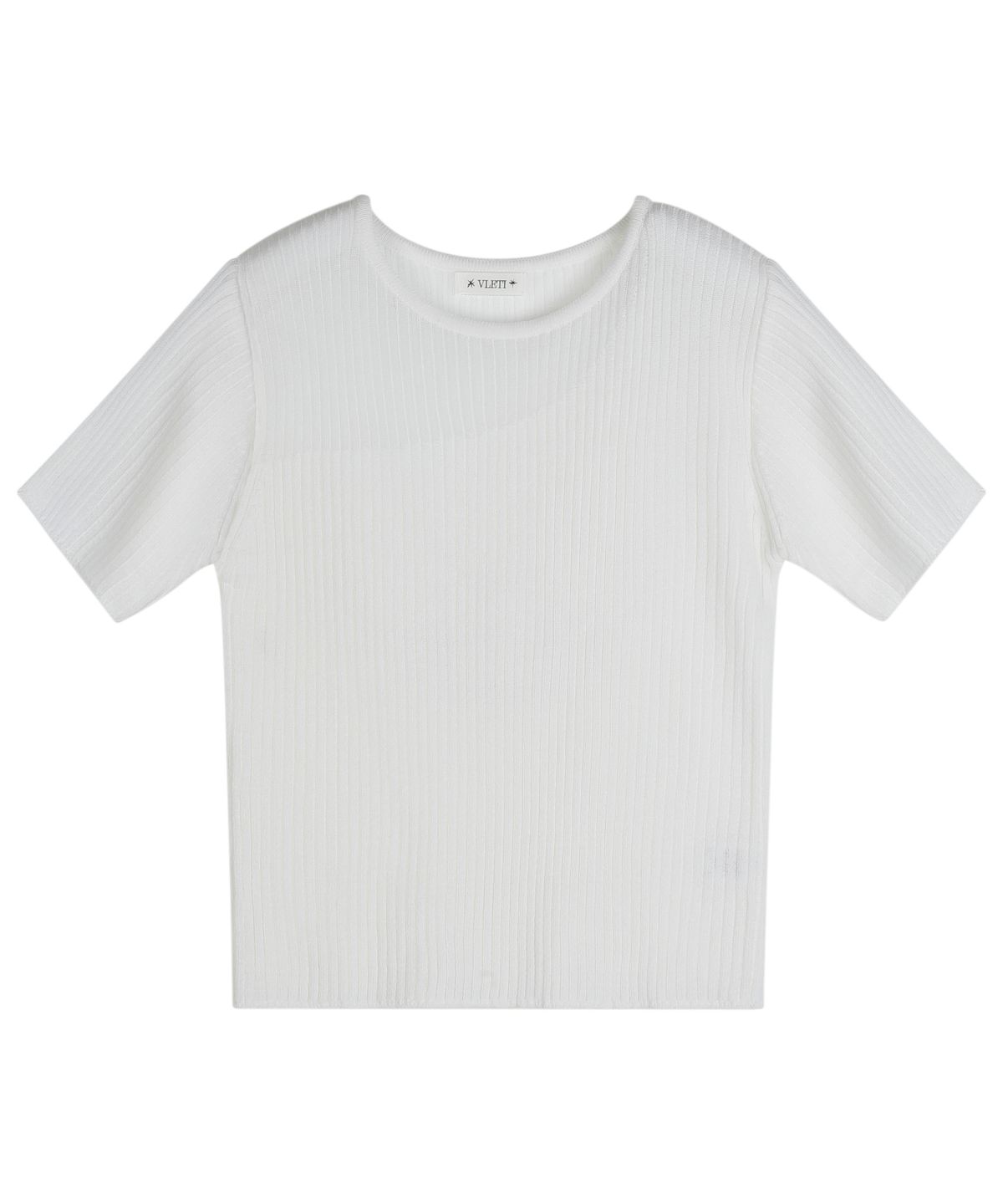 블레티(VLETI) See-Through Round Ribbed Half Knit (White)