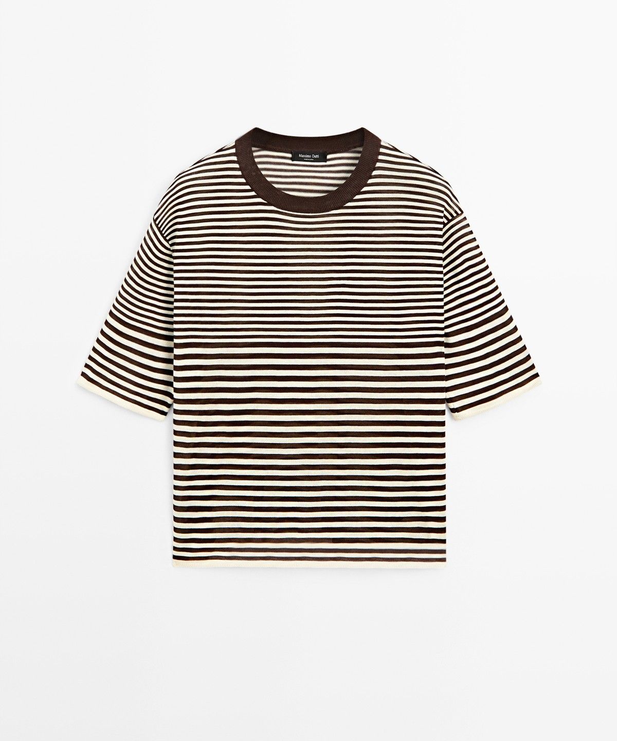 마시모두띠(MASSIMO DUTTI) 100% 코튼 스트라이프 반팔 티셔츠