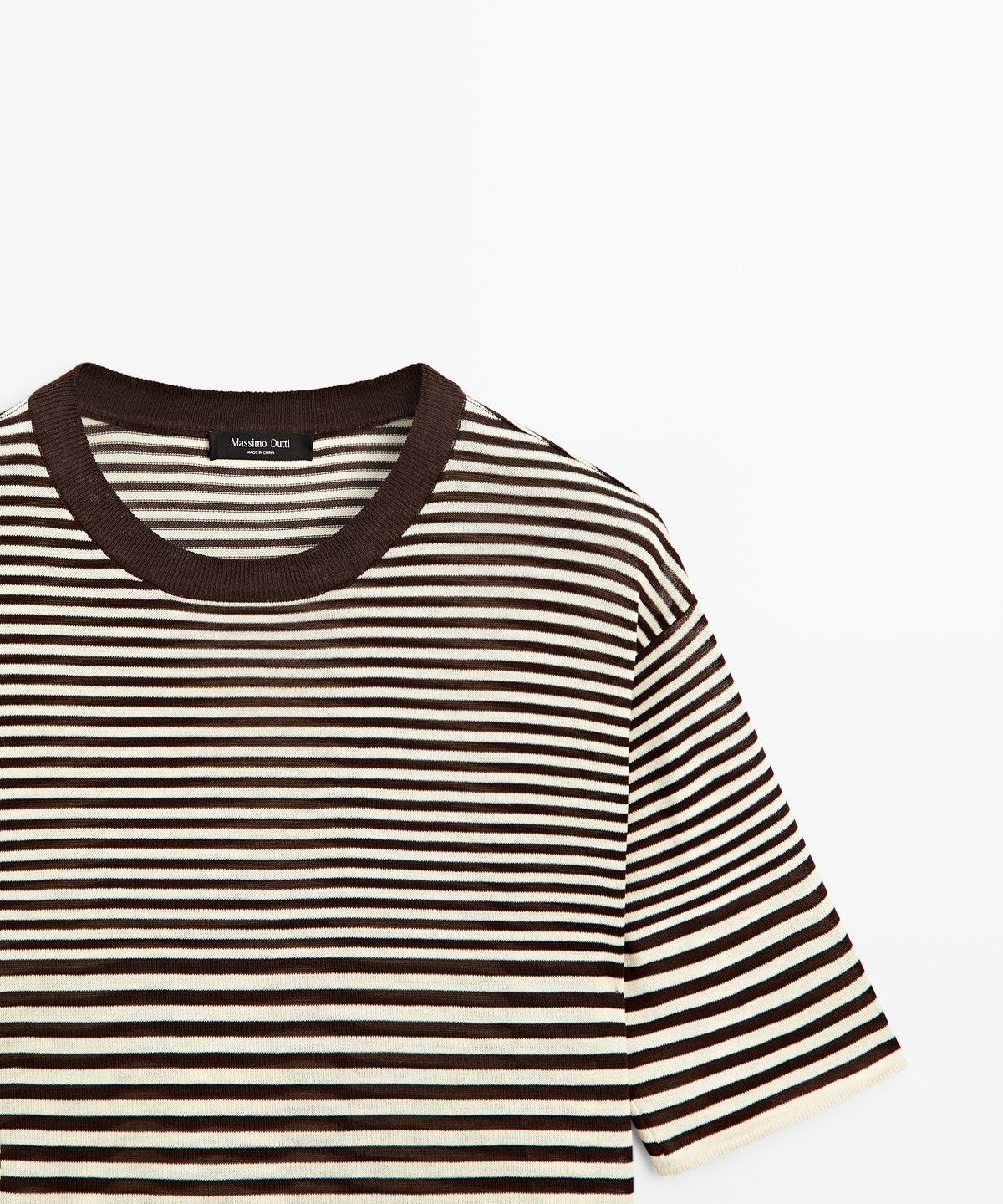 마시모두띠(MASSIMO DUTTI) 100% 코튼 스트라이프 반팔 티셔츠