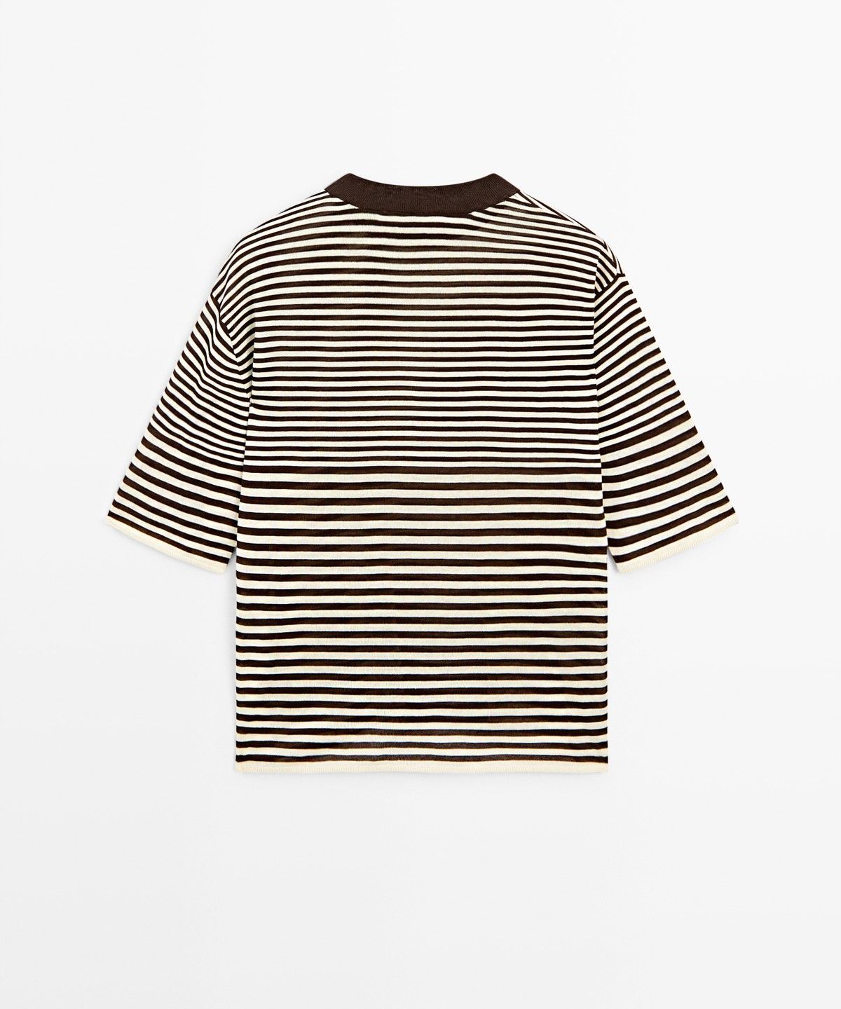 마시모두띠(MASSIMO DUTTI) 100% 코튼 스트라이프 반팔 티셔츠
