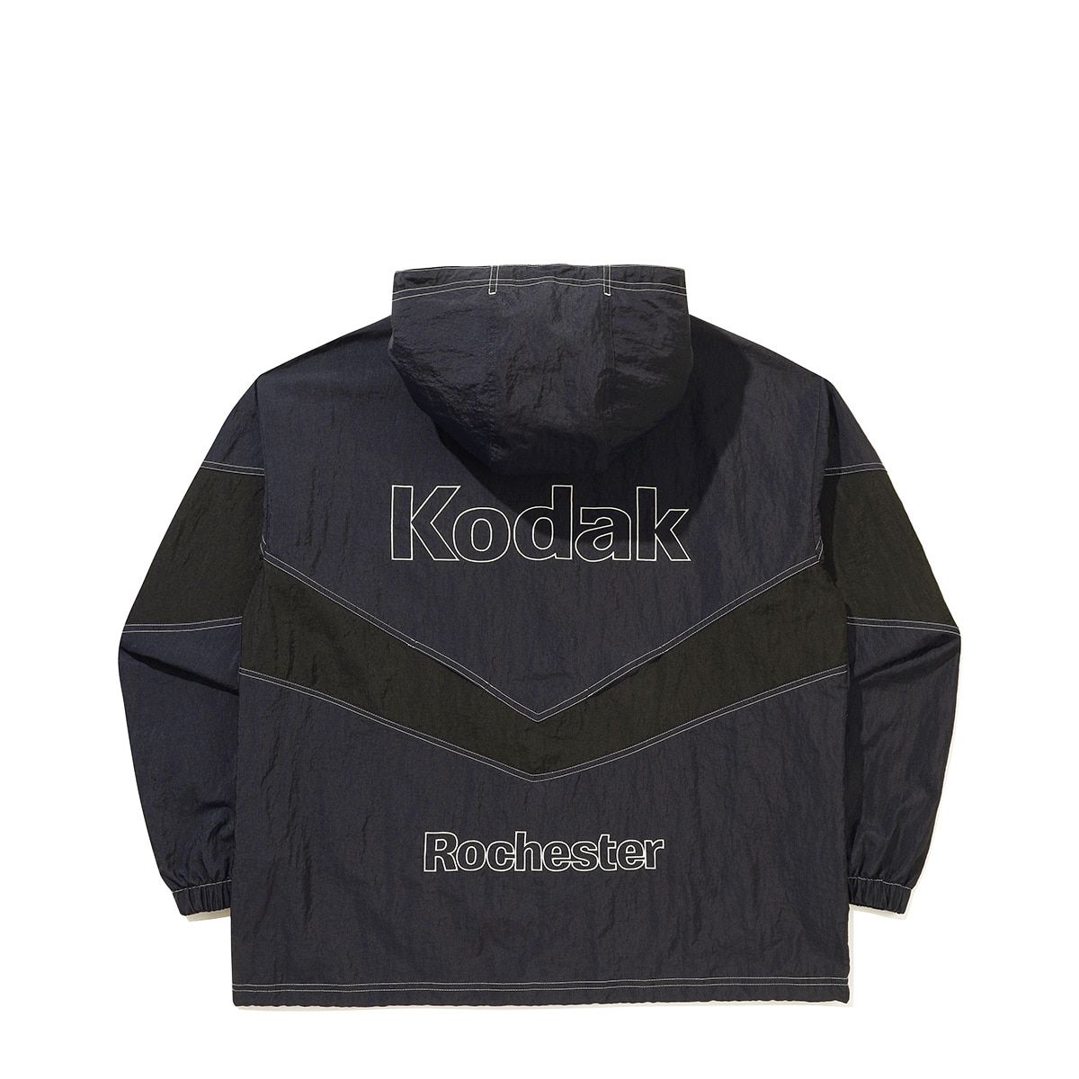 코닥(KODAK) 컬러 블록 후드 자켓 CHARCOAL