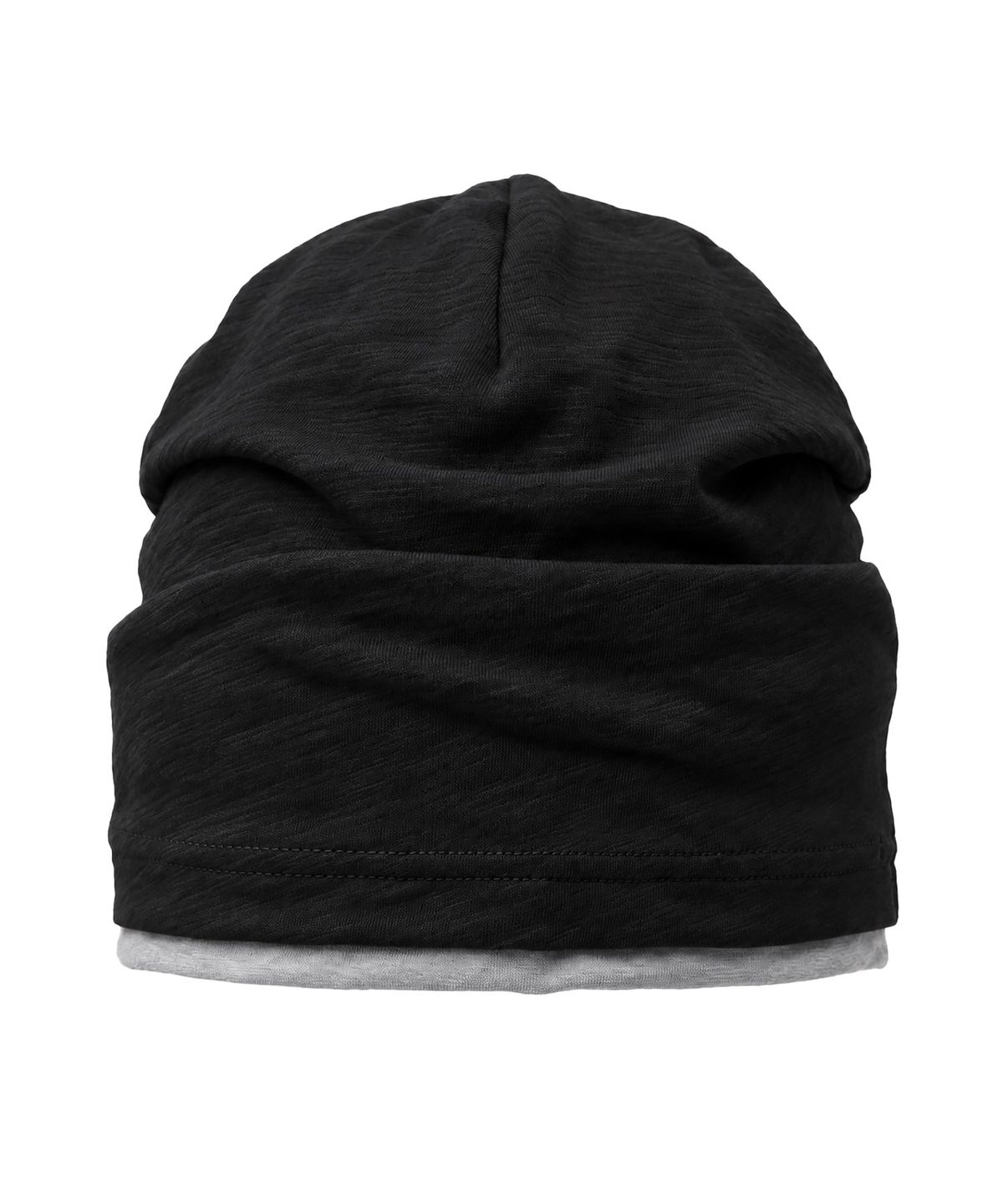 언더컨트롤(UNDERCONTROL) 쿨 투톤 배색 코튼 롱 루즈핏 모자 BEANIE / LAYERED SLUB / BLACK